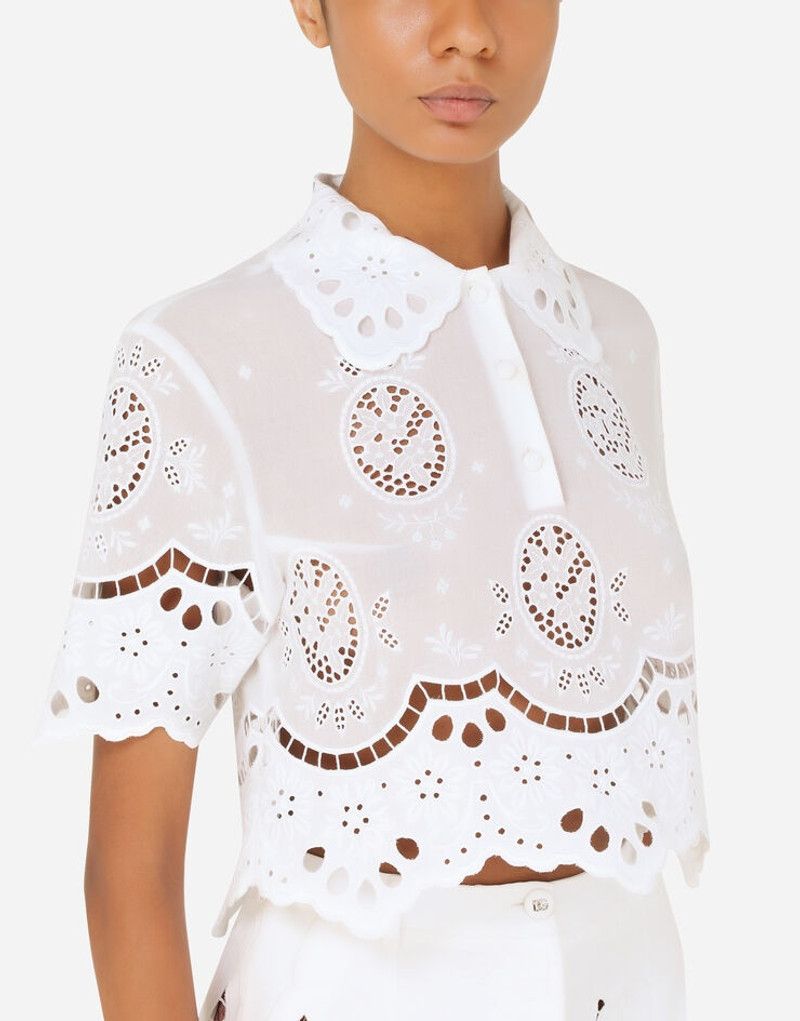 Gauze polo-shirt with embroidery 4