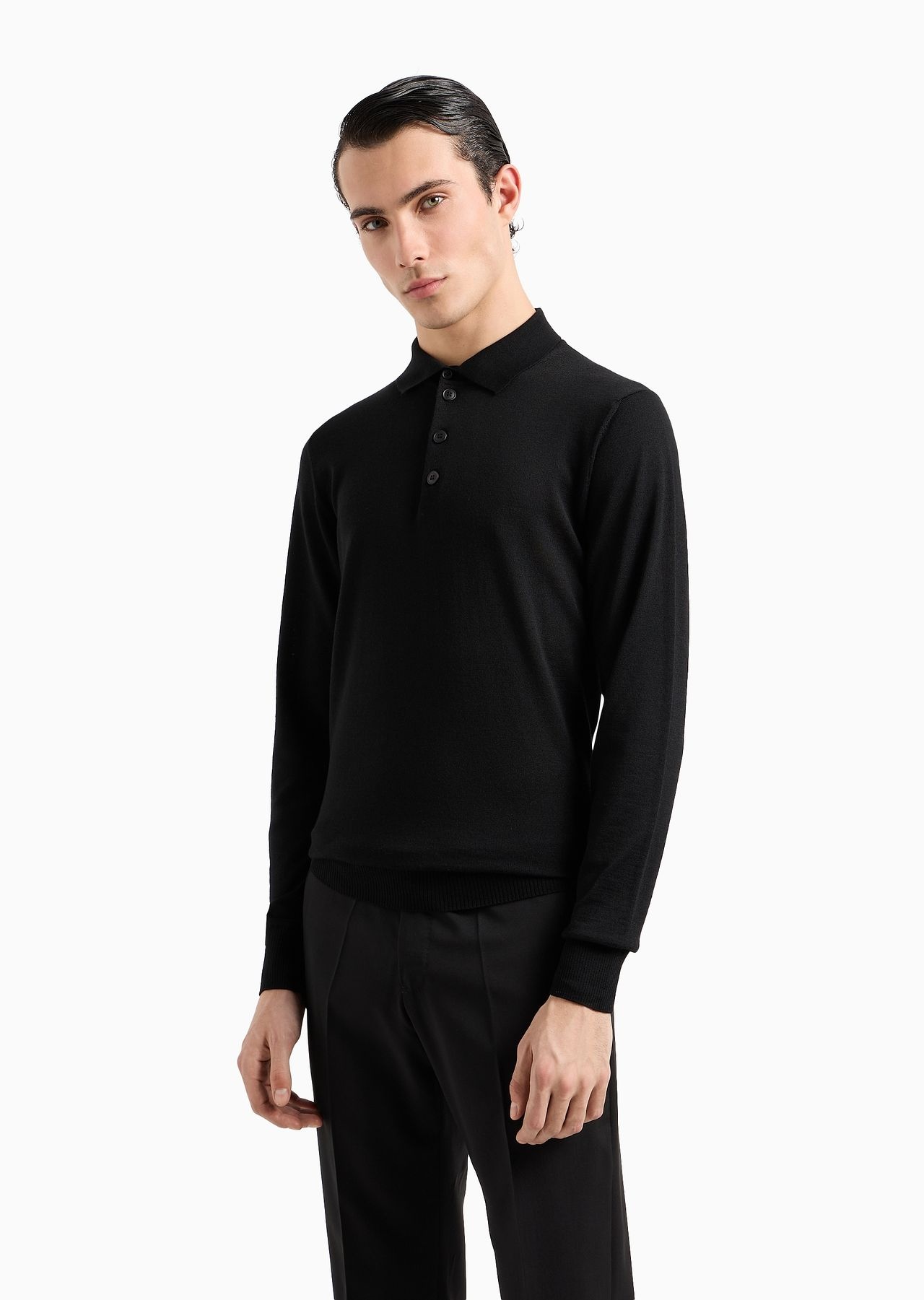 Virgin-wool jumper with polo-shirt collar - 2