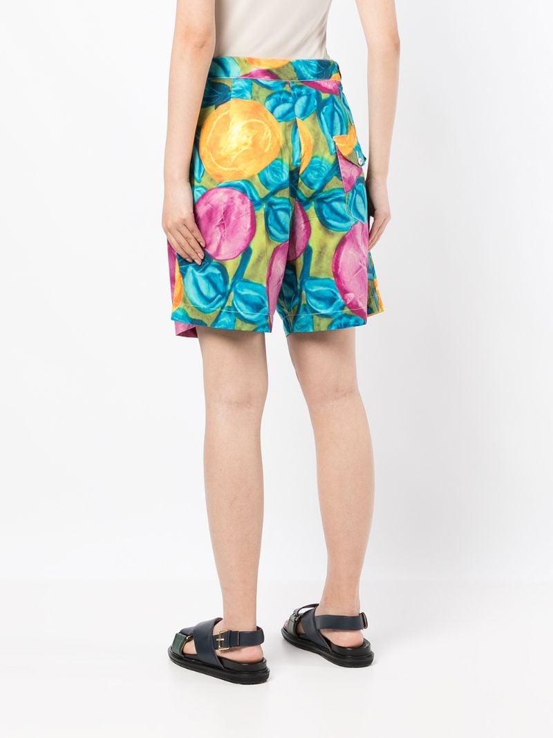 floral-print belted-waist shorts - 4