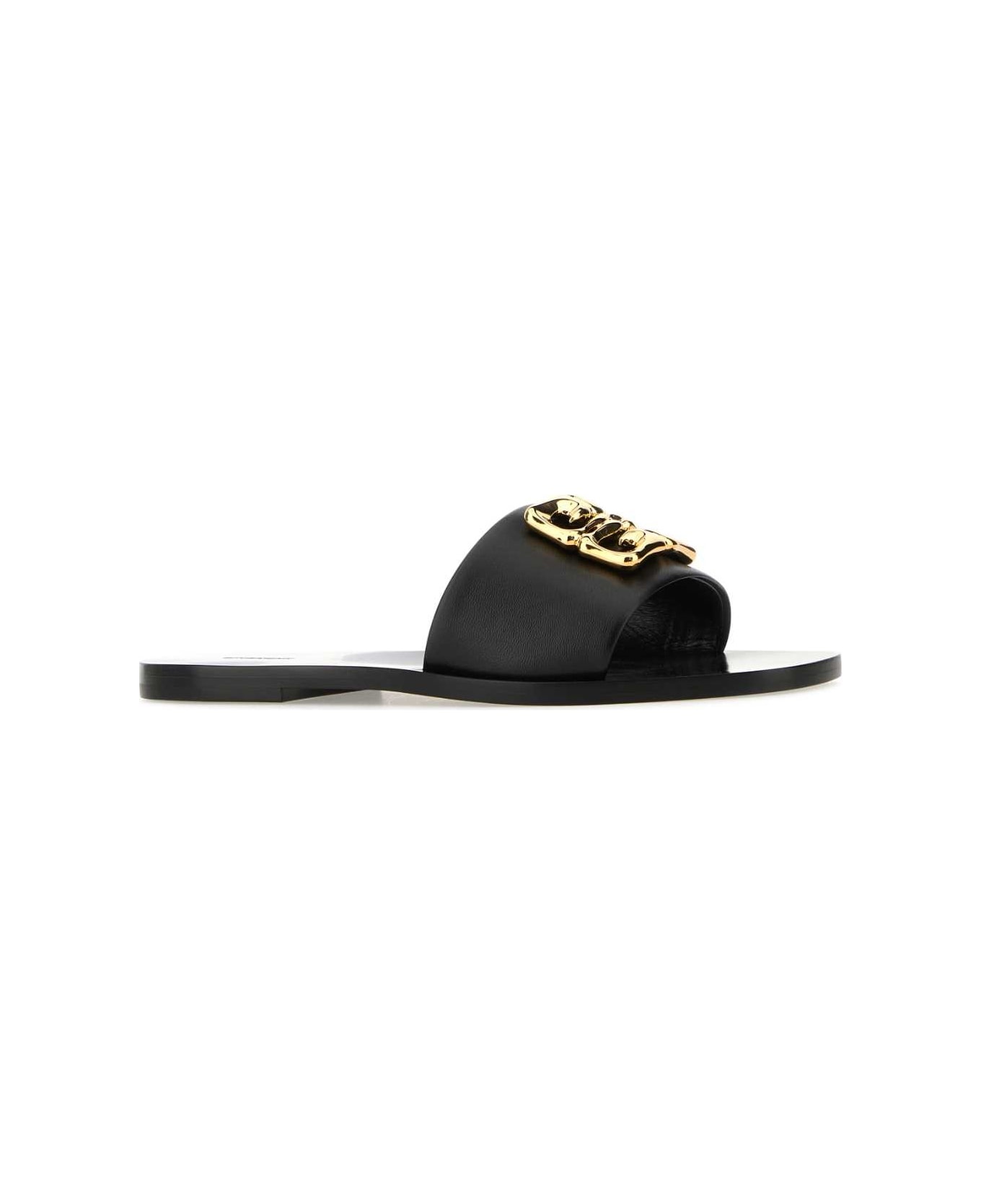 Black Leather 4g Baroque Slippers - 2