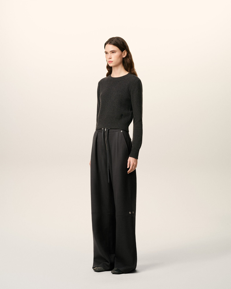 BLACK WOOL ZIPPED TROUSERS 6