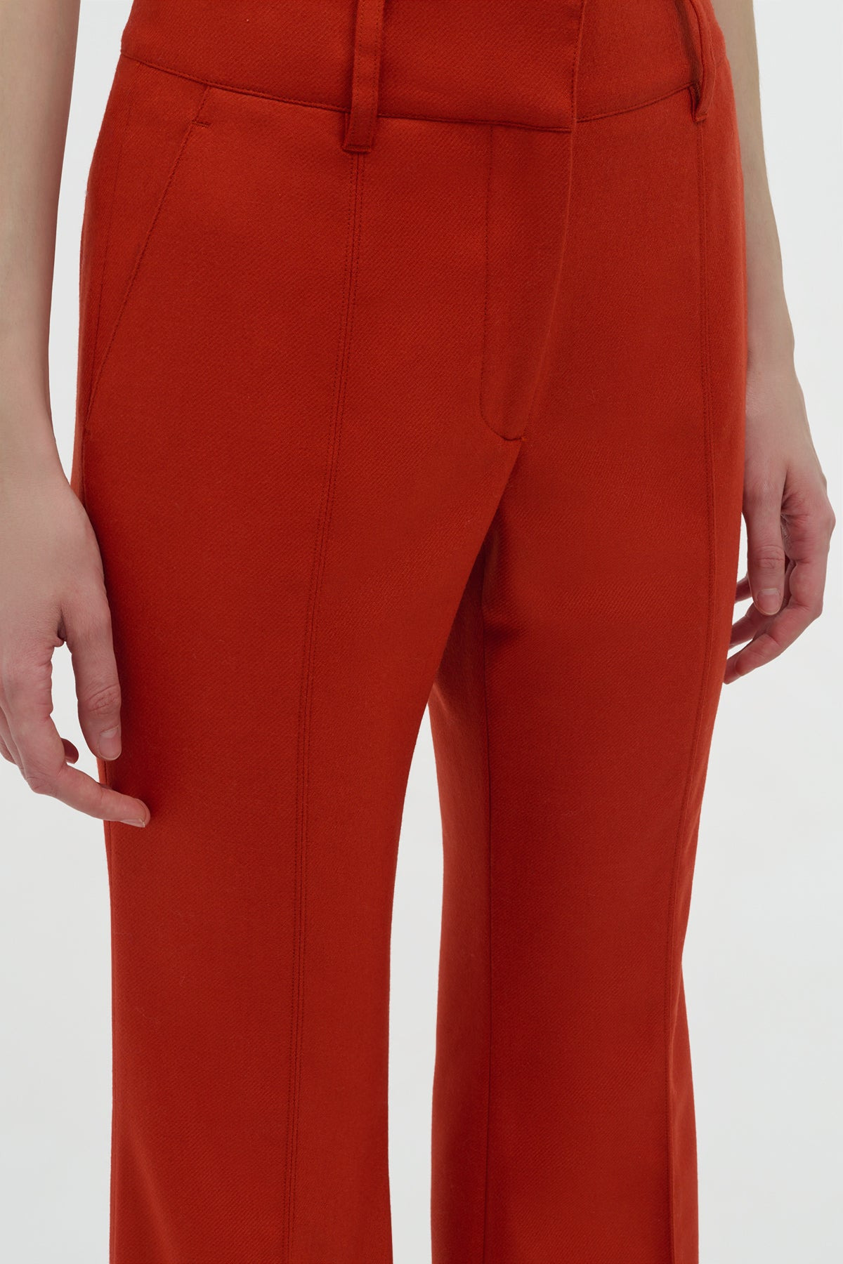 Rhein Flare Pant in Antelope Orange Wool Cashmere Flannel - 5