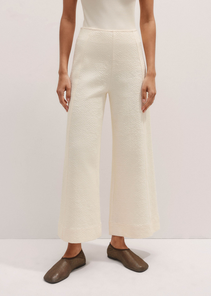 Textured Ponte Crop Wide-Leg Pant 1