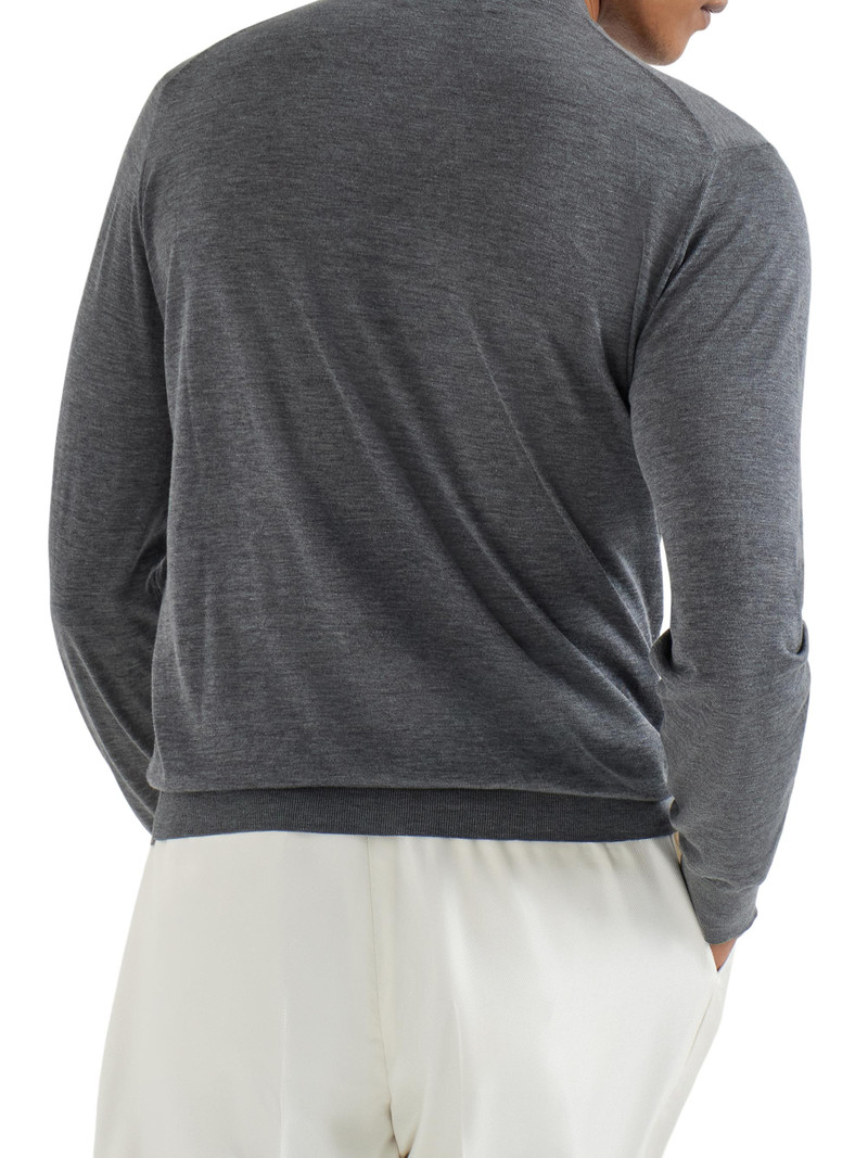 Men's Silk and Cotton Lightweight Sweater - Dark Grey 3