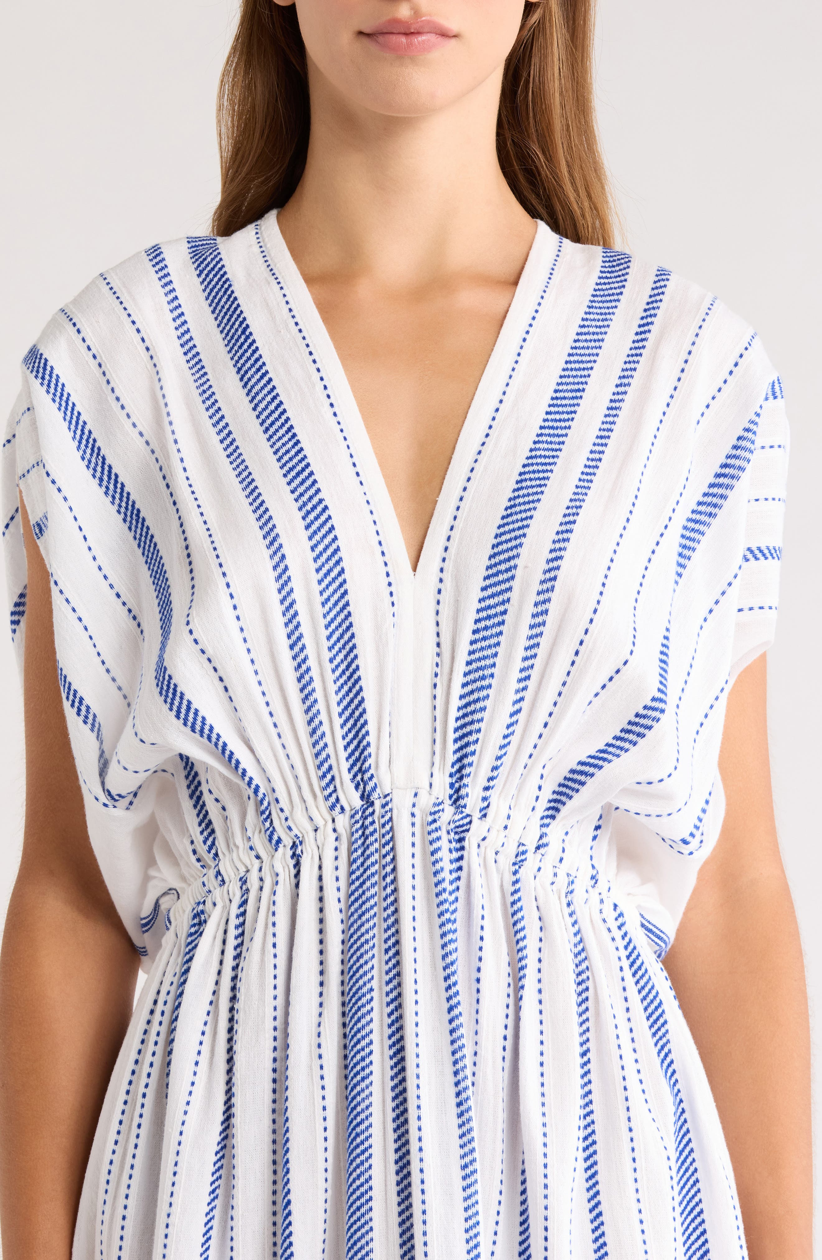 lemlem Leila Embroidered Cotton Blend Cover-Up Sundress in Tiki Azure at Nordstrom - 4