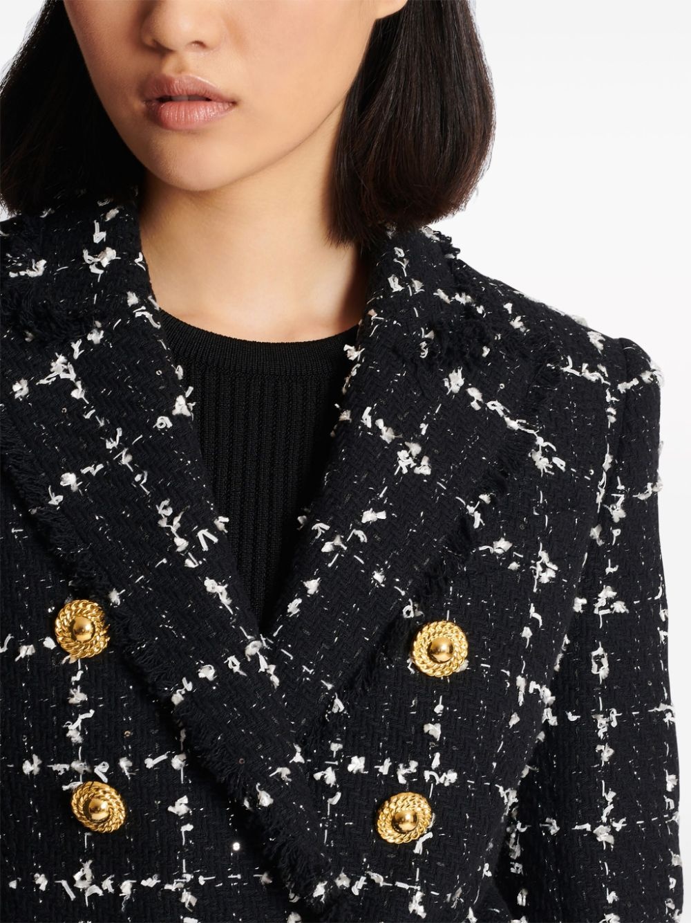 double-breasted tweed blazer - 7