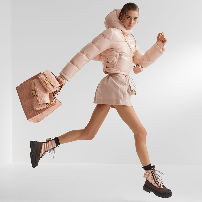 FENDI Pink nylon down jacket outlook