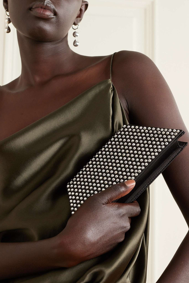 Amina Muaddi Superamini Yigit crystal-embellished satin clutch outlook