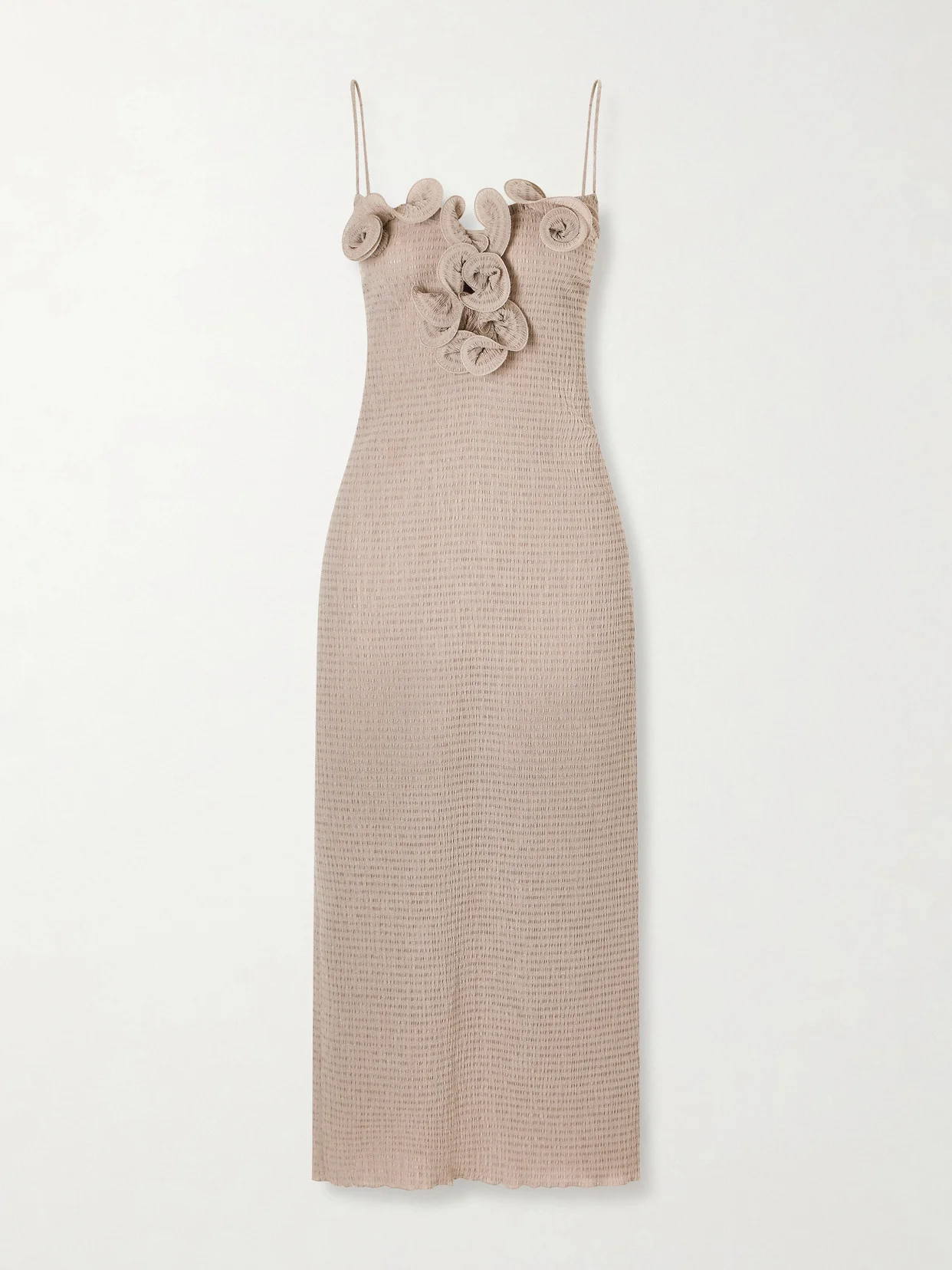 Embellished Textured Woven Midi Dress - 1