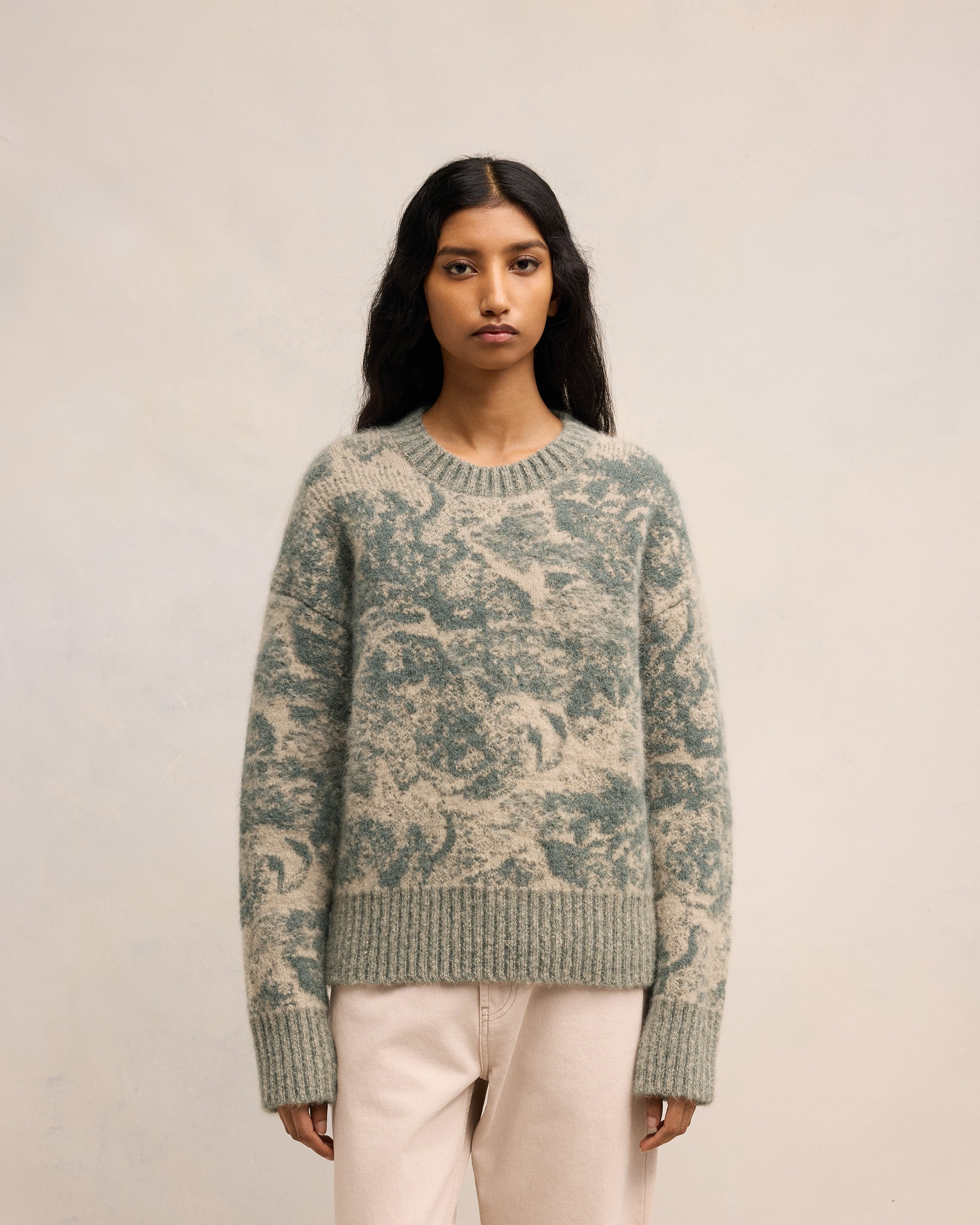 ALPACA MOHAIR JACQUARD CREWNECK - 3