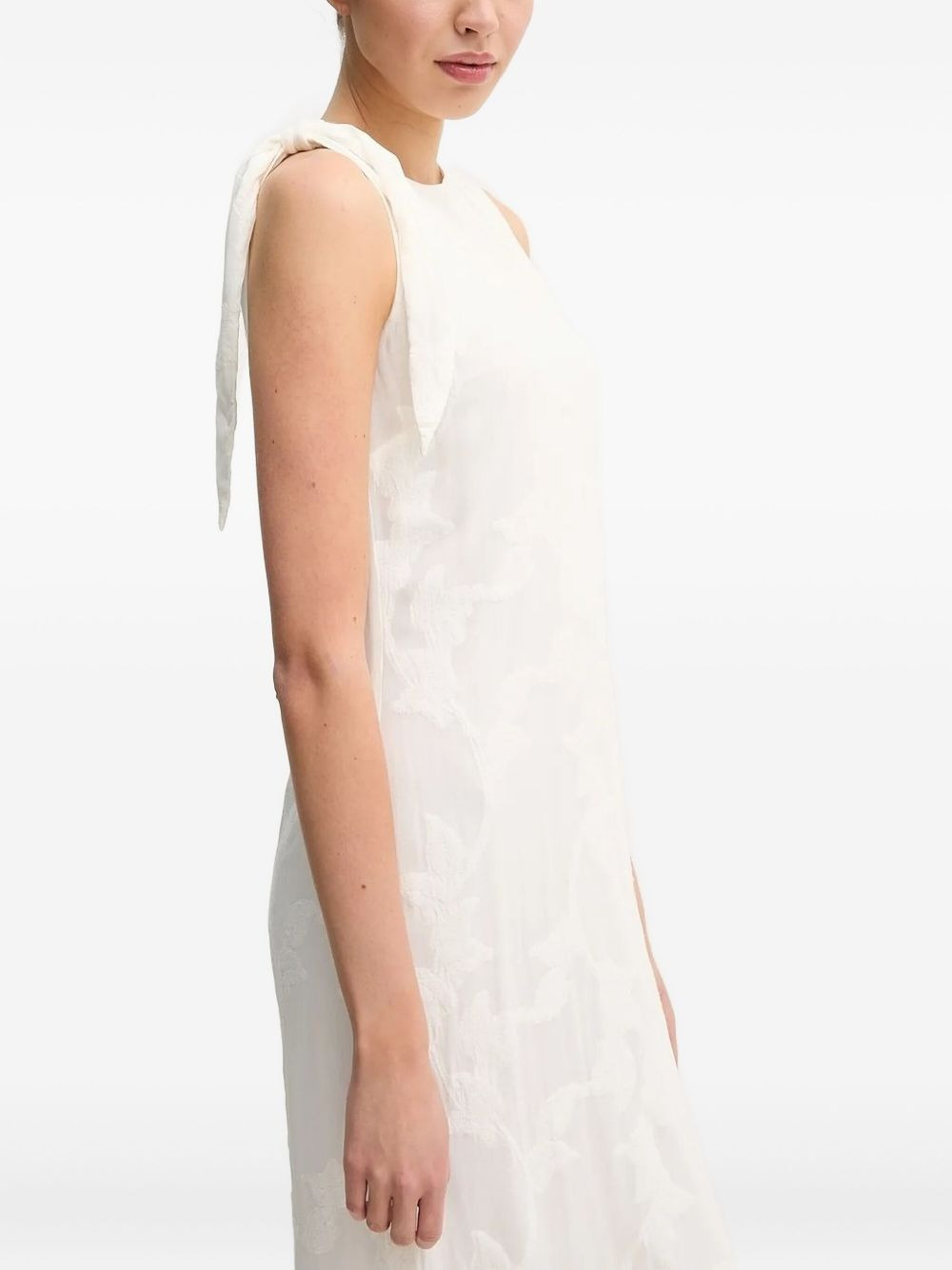 tie-detailing embossed midi day dress - 4
