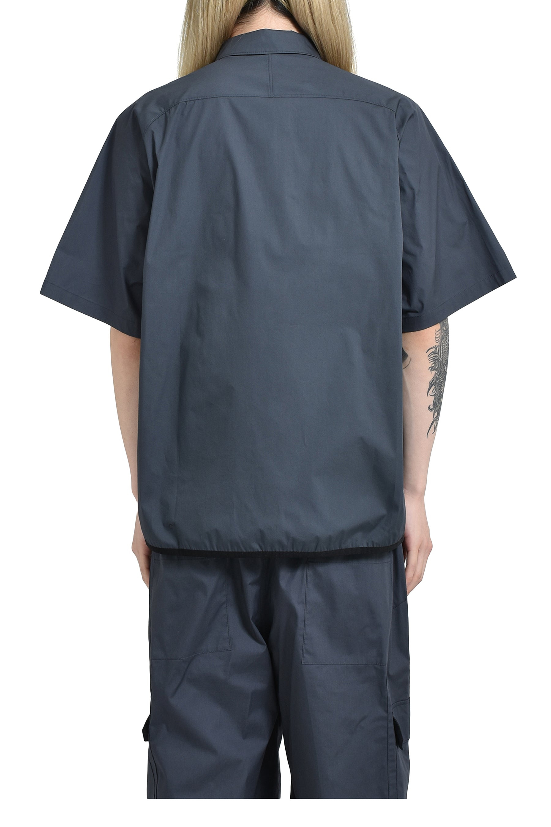 POPLIN ZIPPED SHORT SLEEVE SHIRT / CONVOY GRY - 2