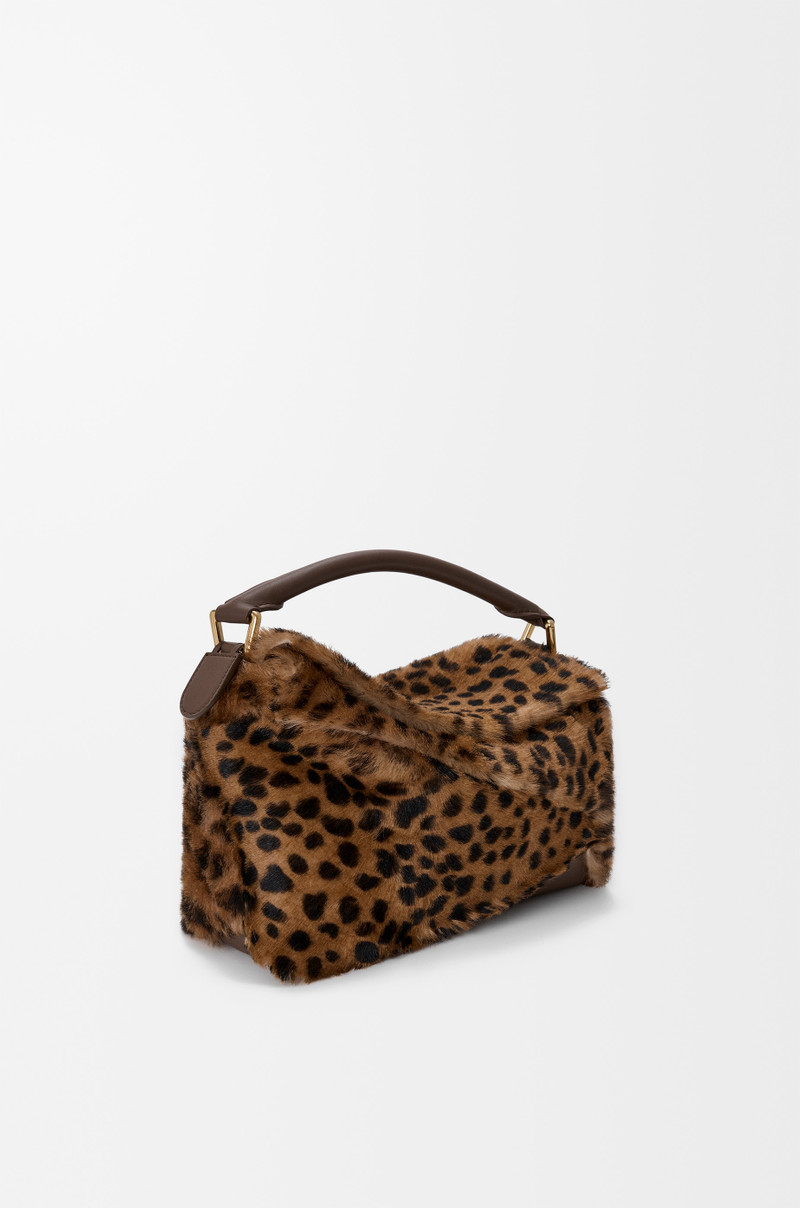 Small Puzzle Edge bag in printed shearling 4