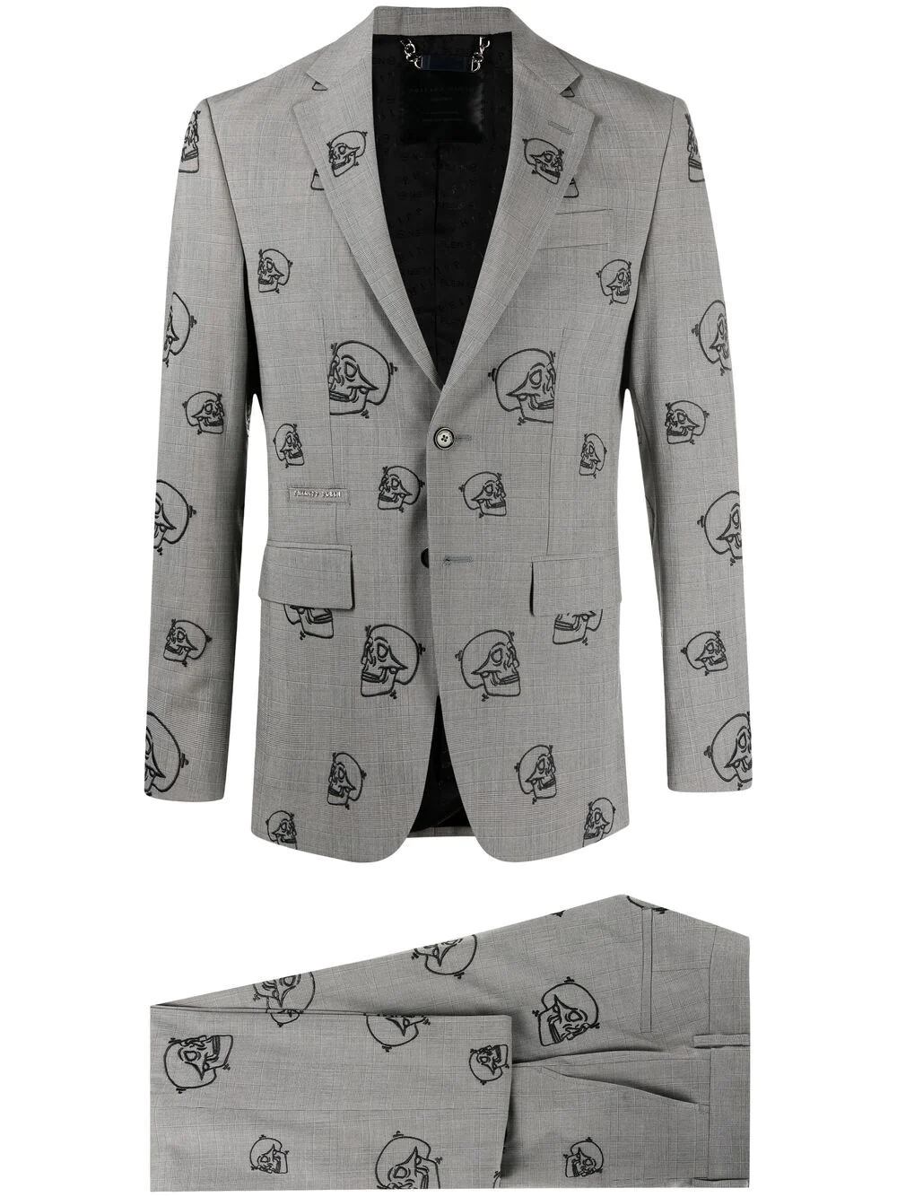 skull embroidered two-piece suit - 1