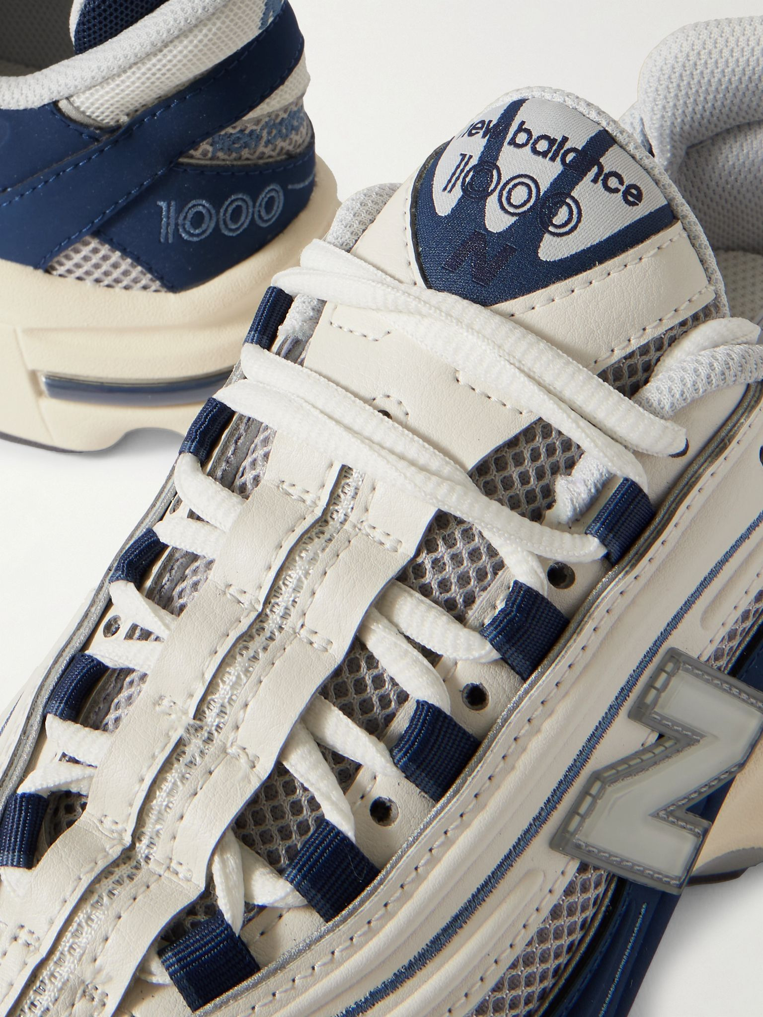 1000 Leather and Mesh Sneakers Navy - 5