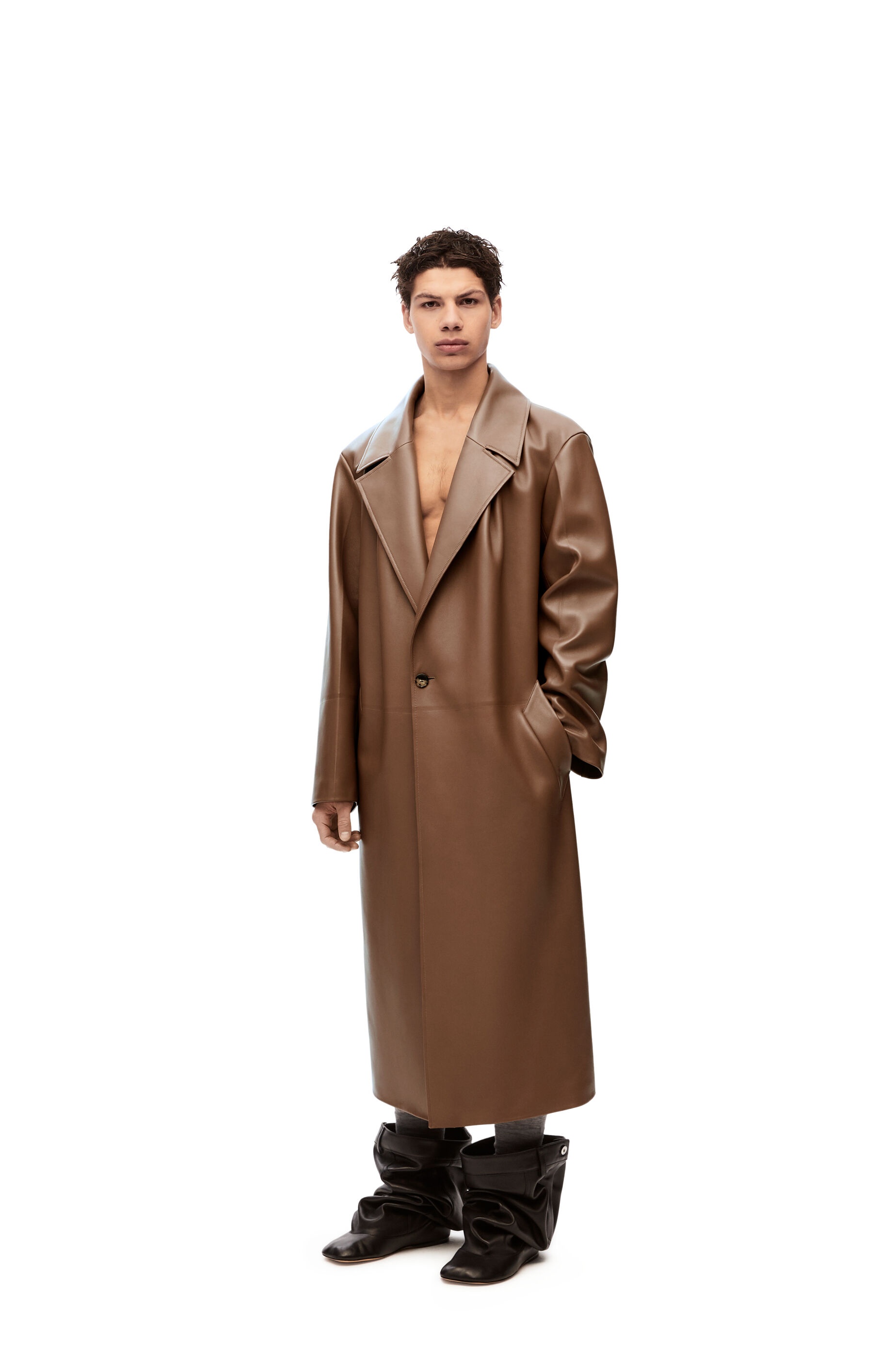 Pleated coat in nappa lambskin - 3