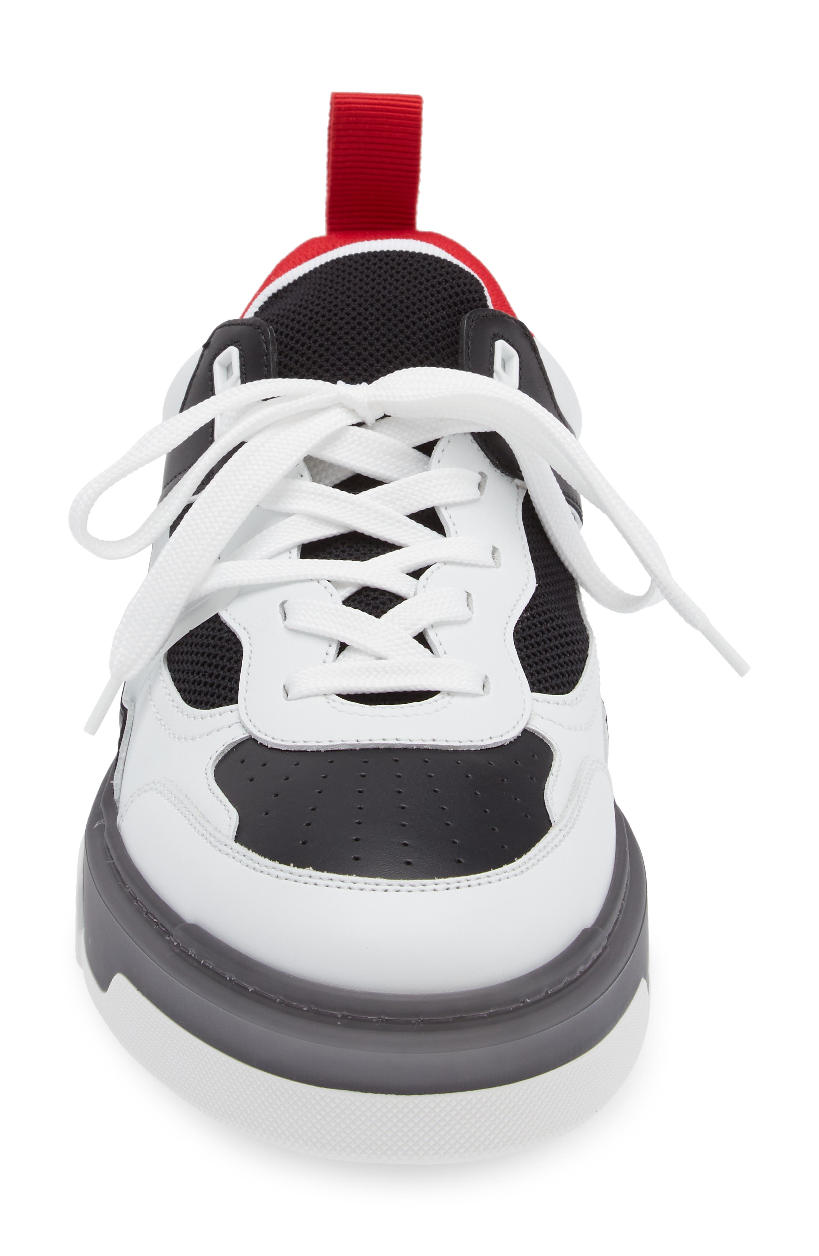 Christian Louboutin Astroloubi Mixed Media Low Top Sneaker in White/Black at Nordstrom - 4