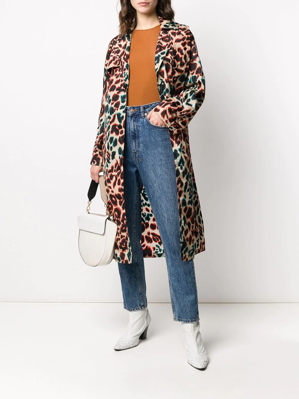 leopard print trench coat - 2