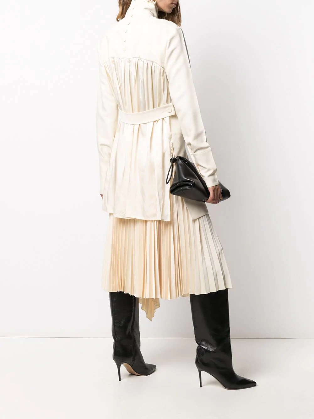 high collar pleated back shirt - 2