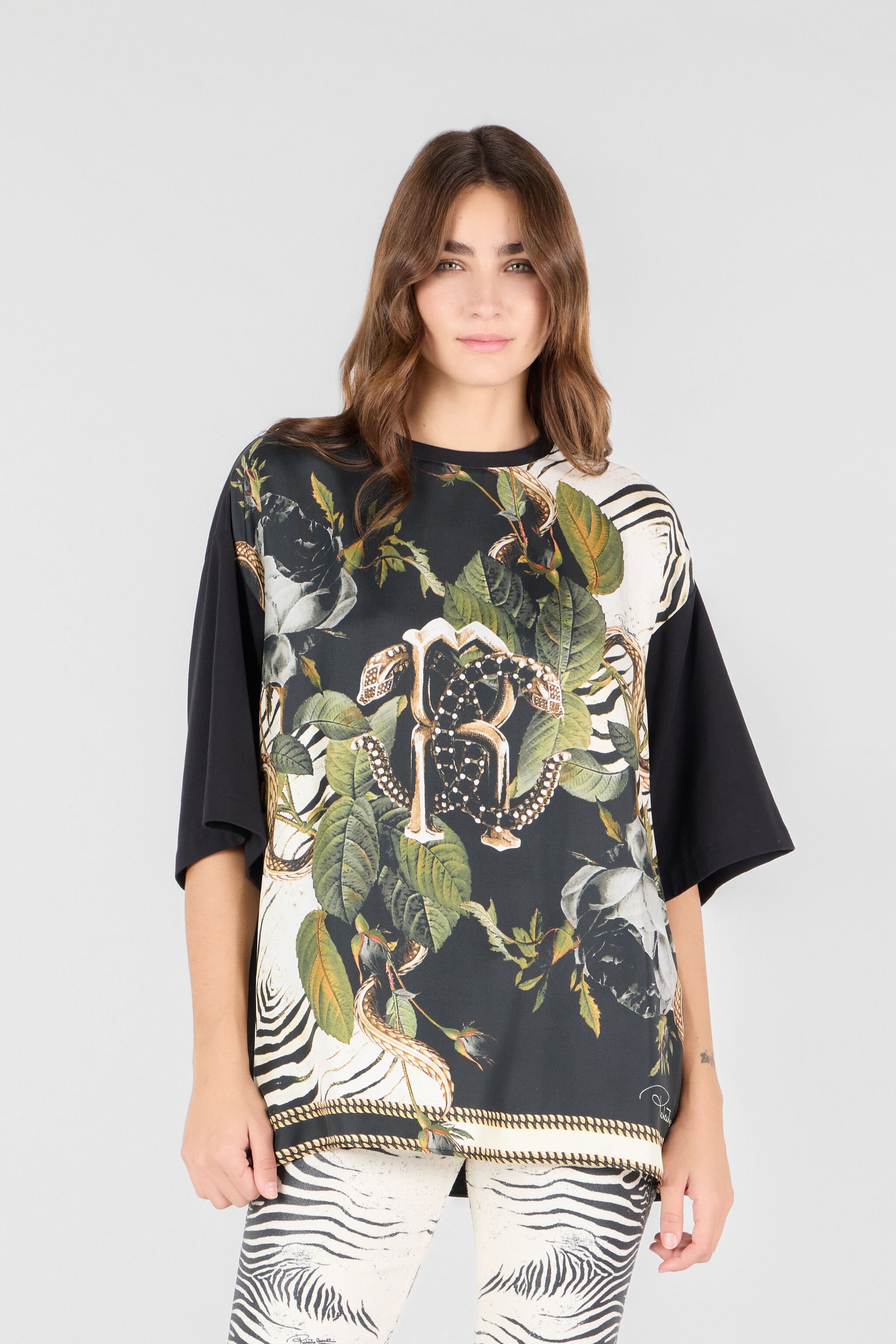 T-Shirt With Mirror Snake Monogram And Jungle Print - 3