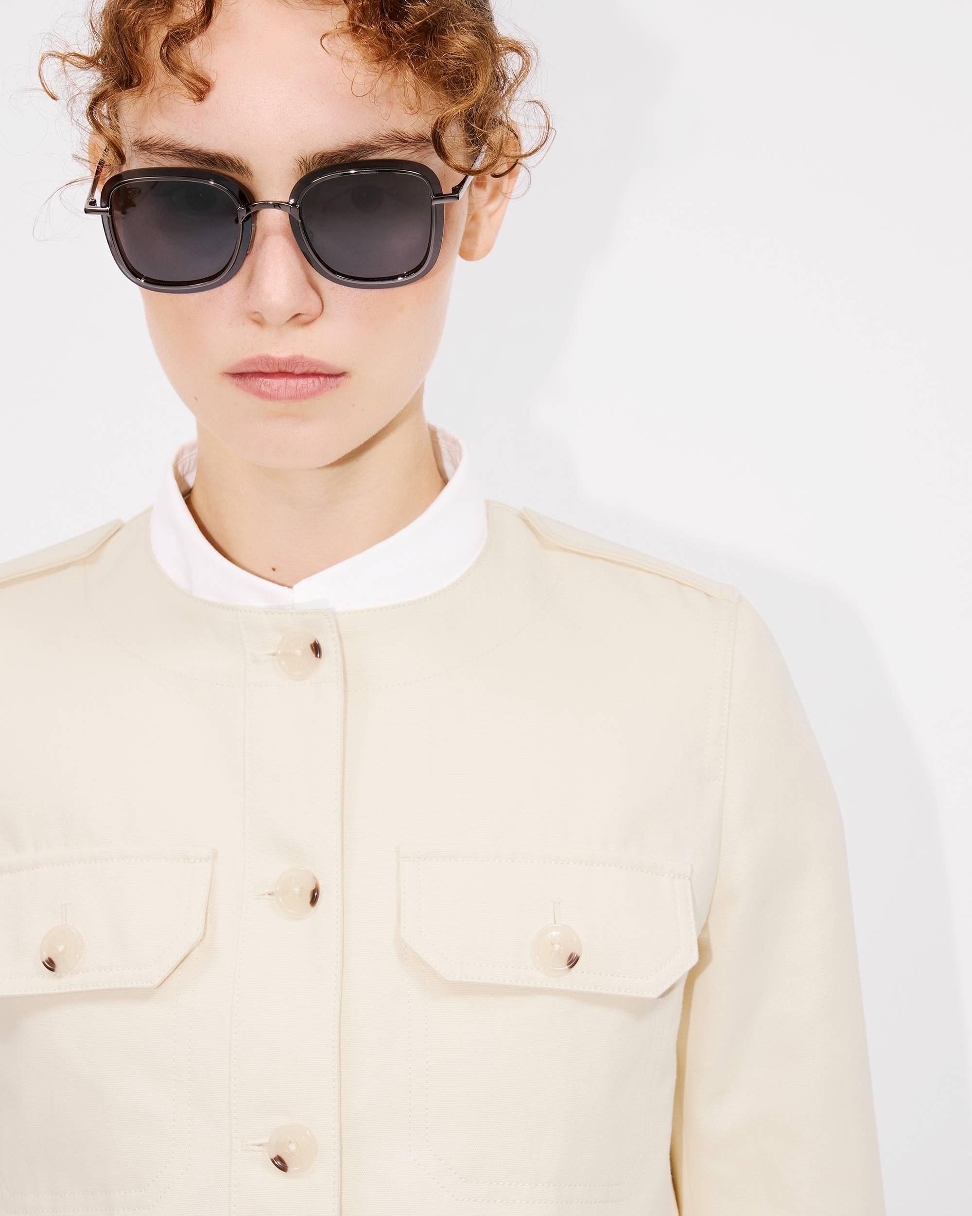 Collarless jacket in cotton - 6