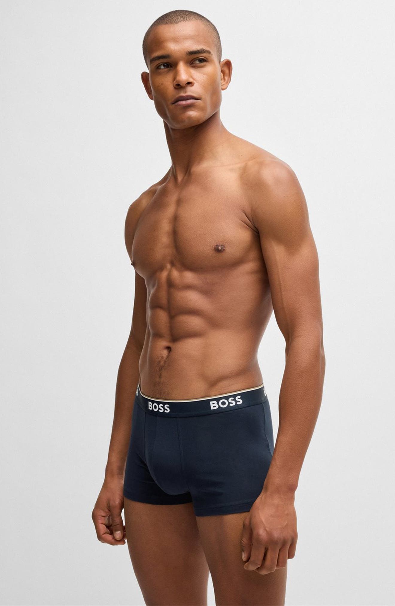 BOSS Assorted 3-Pack Power Stretch Cotton Trunks in Blue Multi at Nordstrom - 5
