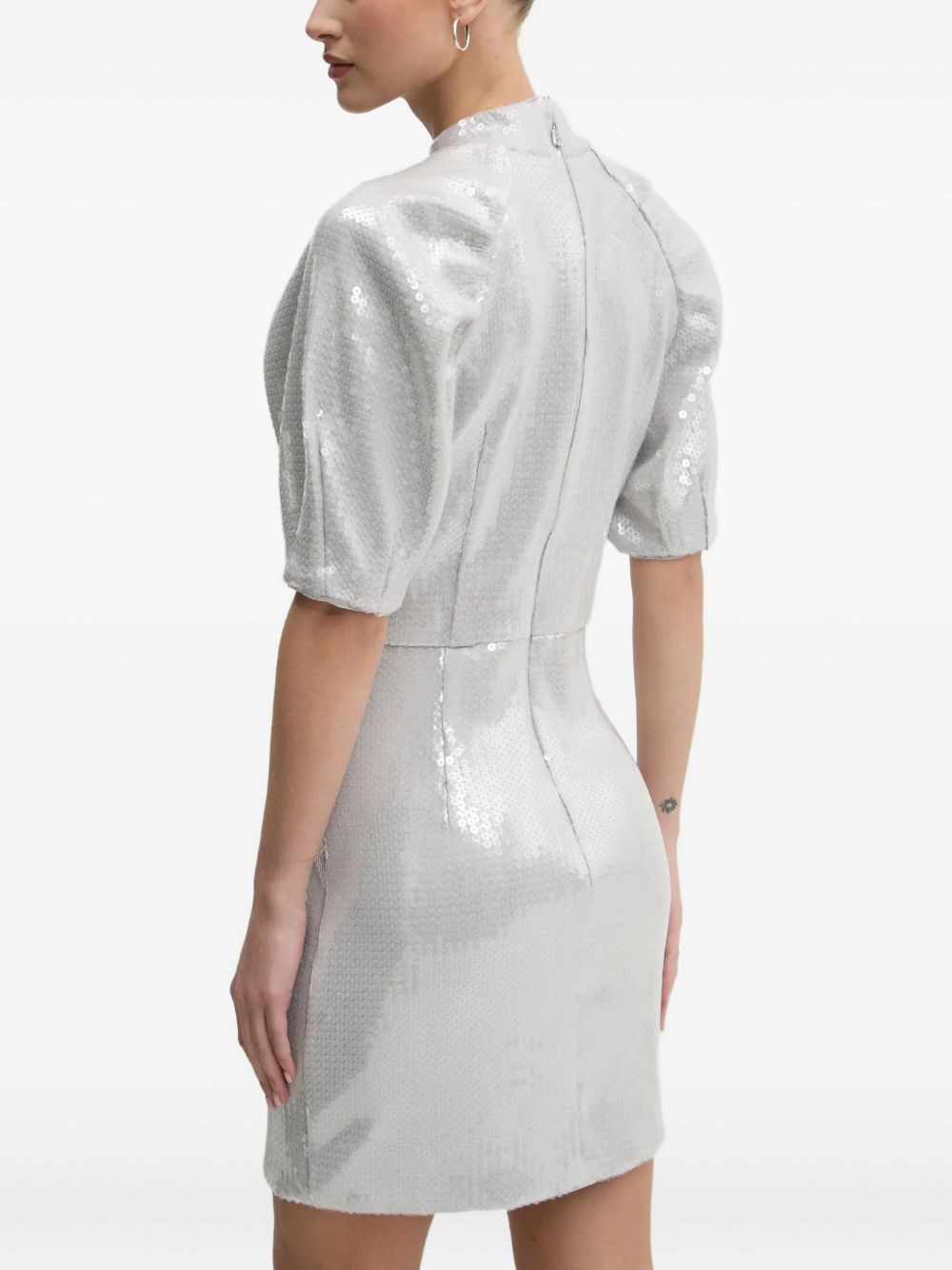 puff-sleeve sequinned dress - 3