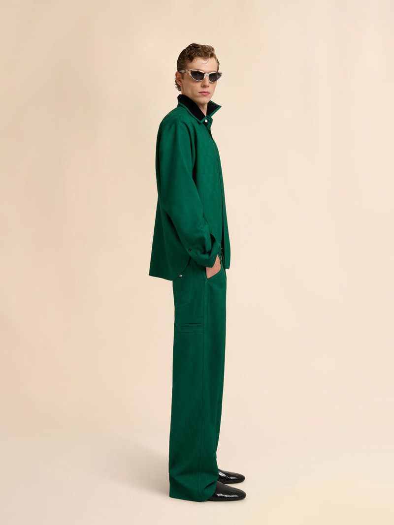 GREEN JACQUARD WOOL SHIRT WITH GEOMETRIC MOTIF 5