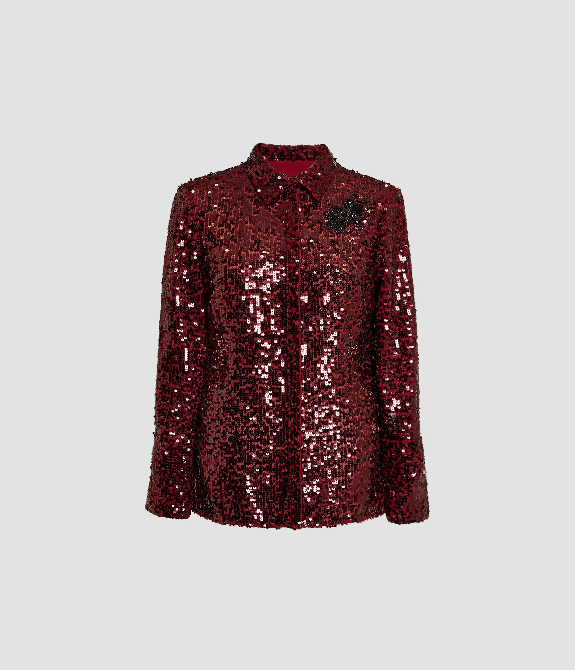 EMBELLISHED SEQUIN LONG SLEEVE SHIRT - 1