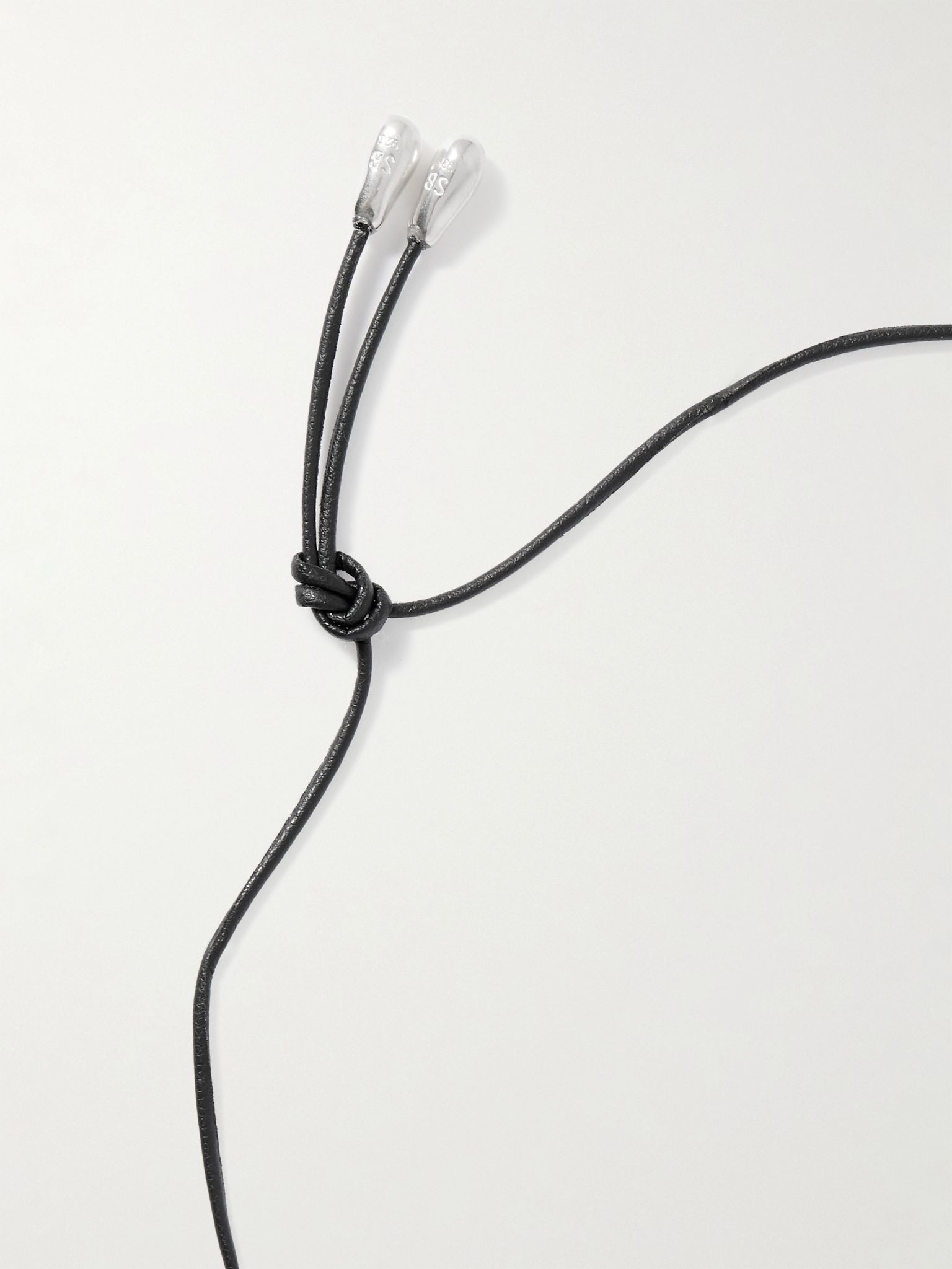 Spear silver, onyx and cord necklace Black - 3