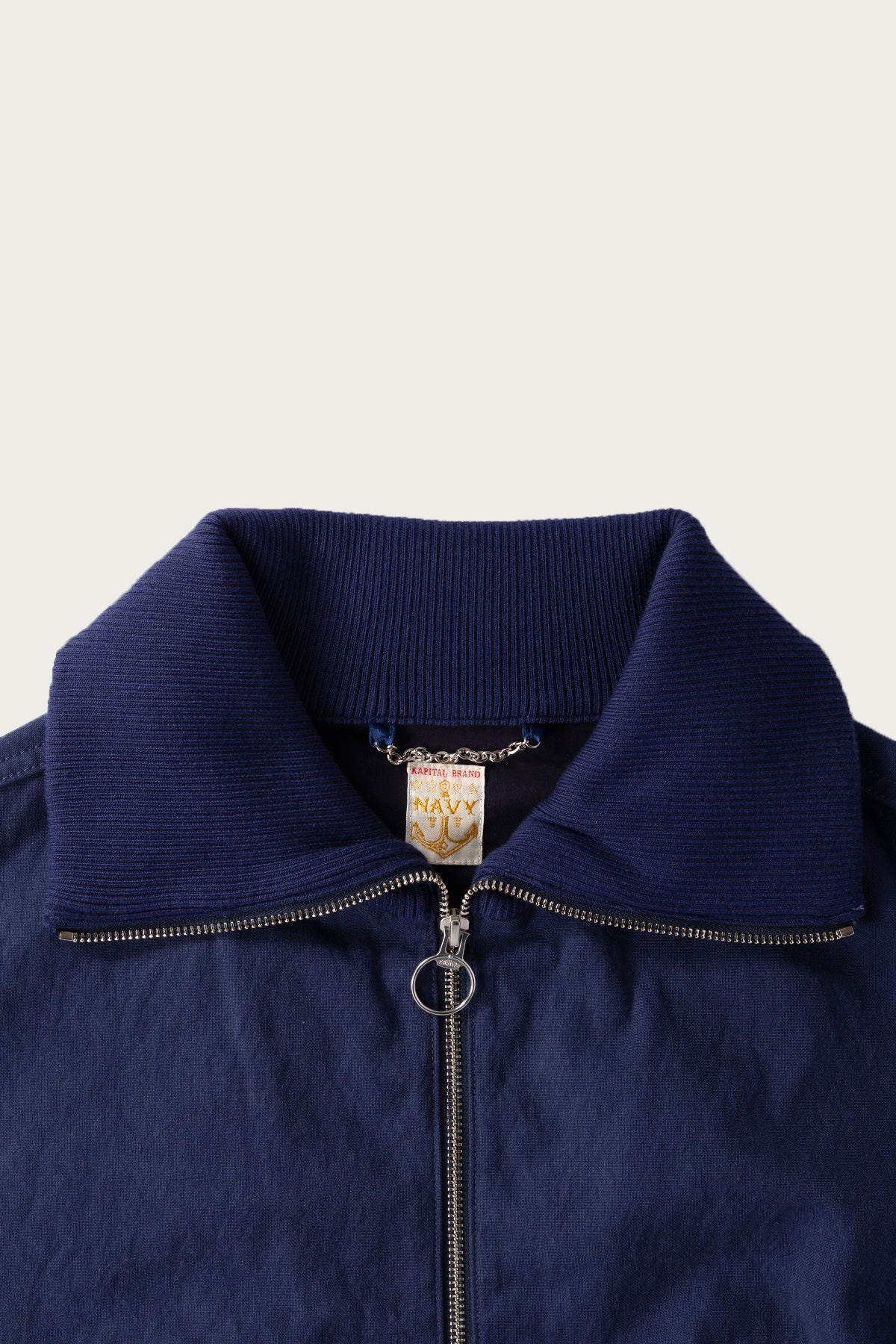 Water-Repellent Canvas ZIP-UP Blouson - Navy - 2