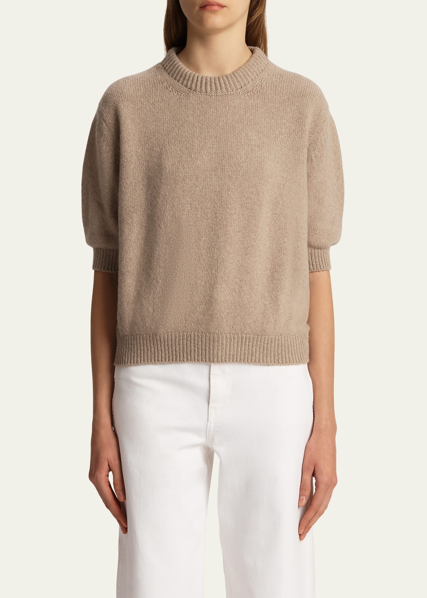 Davin Short-Sleeve Cashmere Sweater - 4