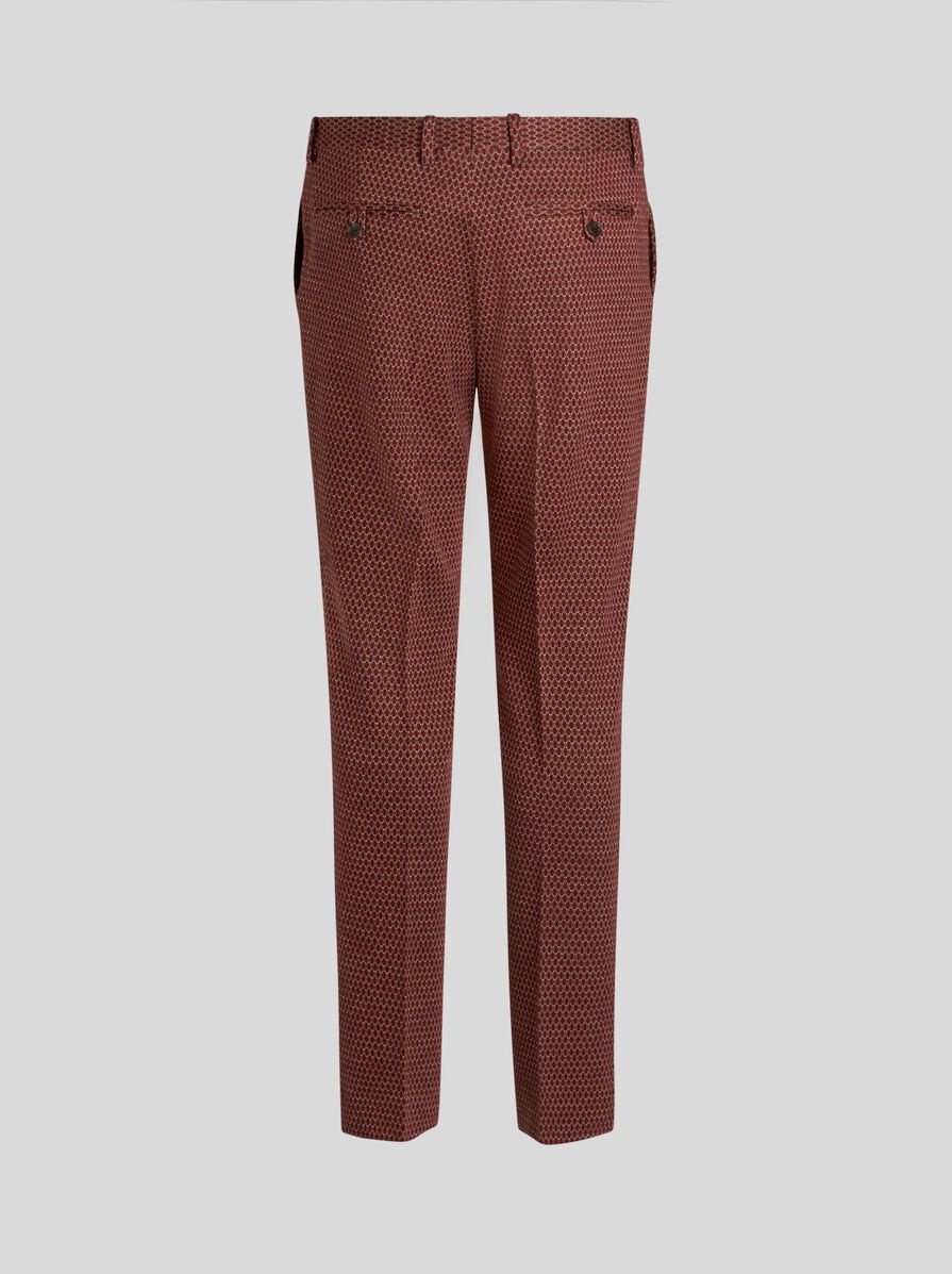 WOOL AND COTTON JACQUARD TROUSERS - 6