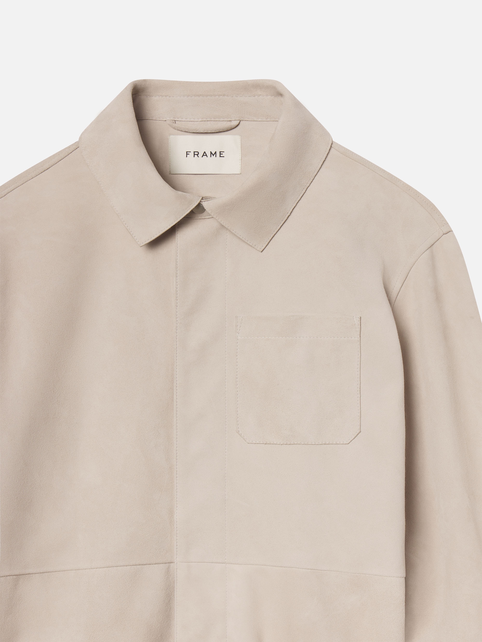 Suede Overshirt in Stone Beige - 4