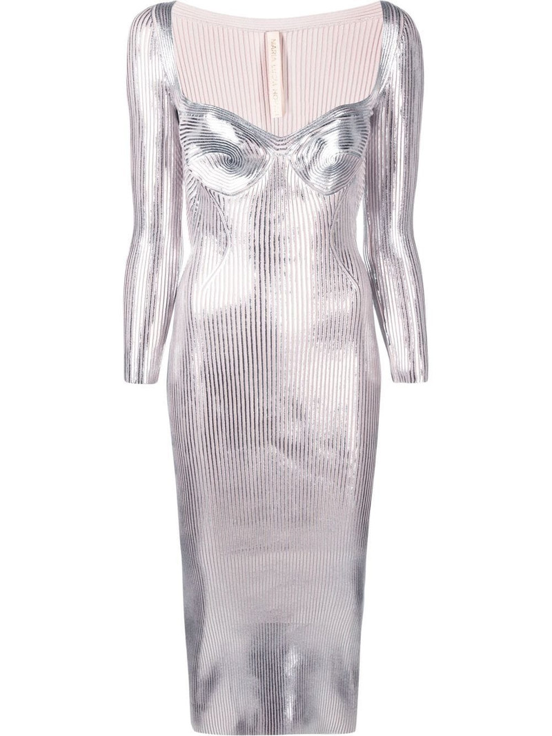 Helen metallic sweetheart-neck dress 1