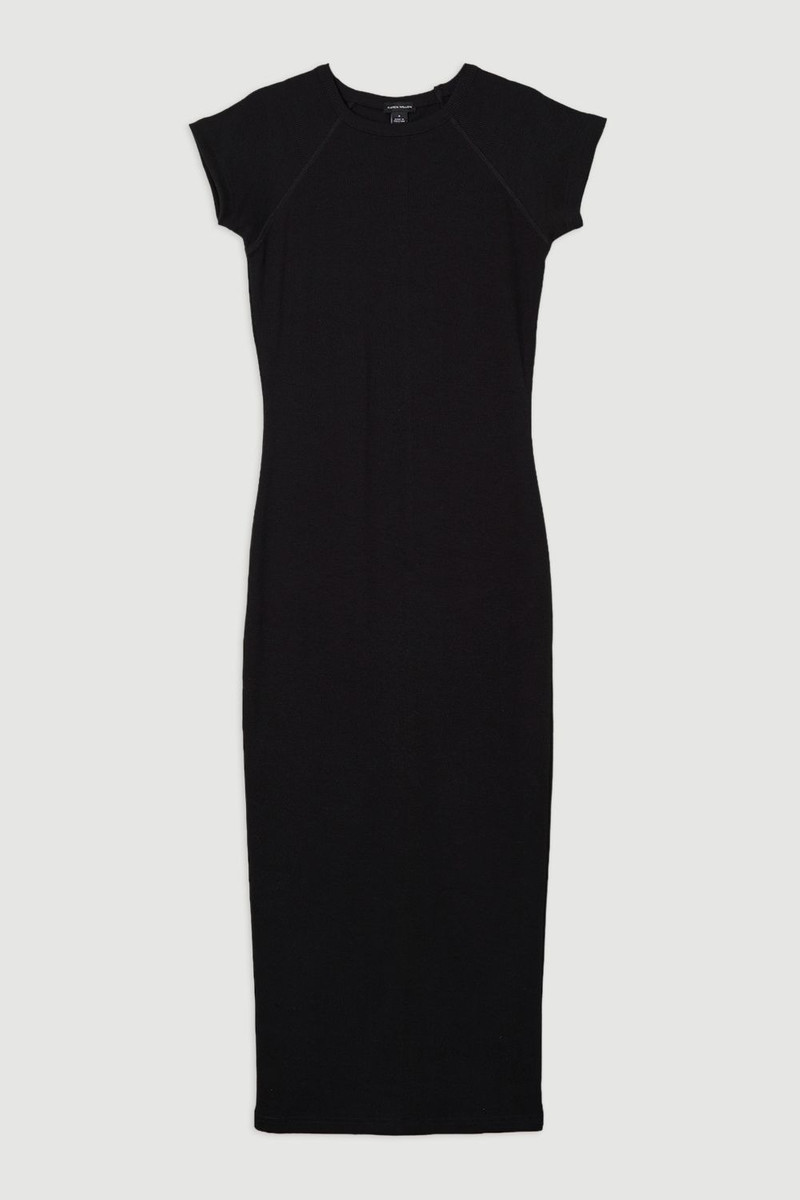 Compact Jersey Rib Cap Sleeve Maxi Dress 1