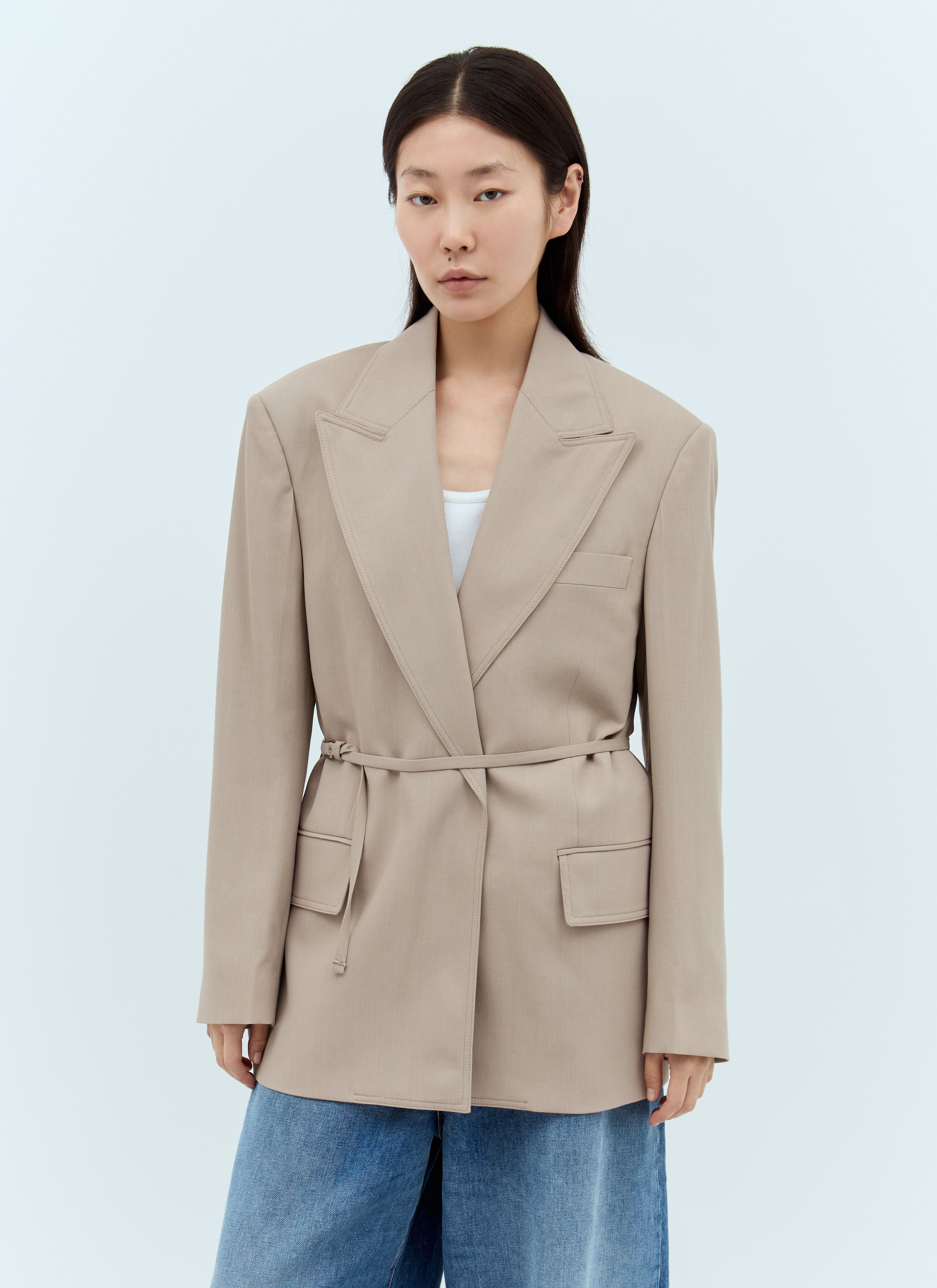 Peak Lapels Belted Blazer - 1