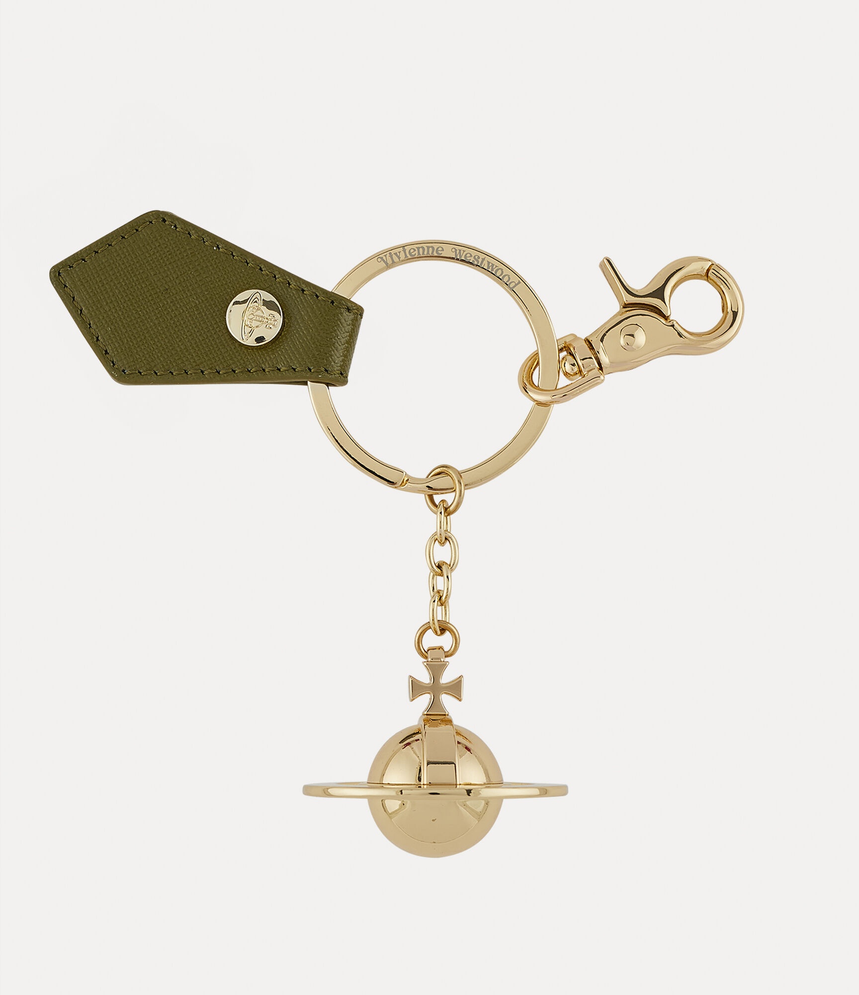 SAFFIANO 3D ORB LIGHT GOLD KEYRING - 1