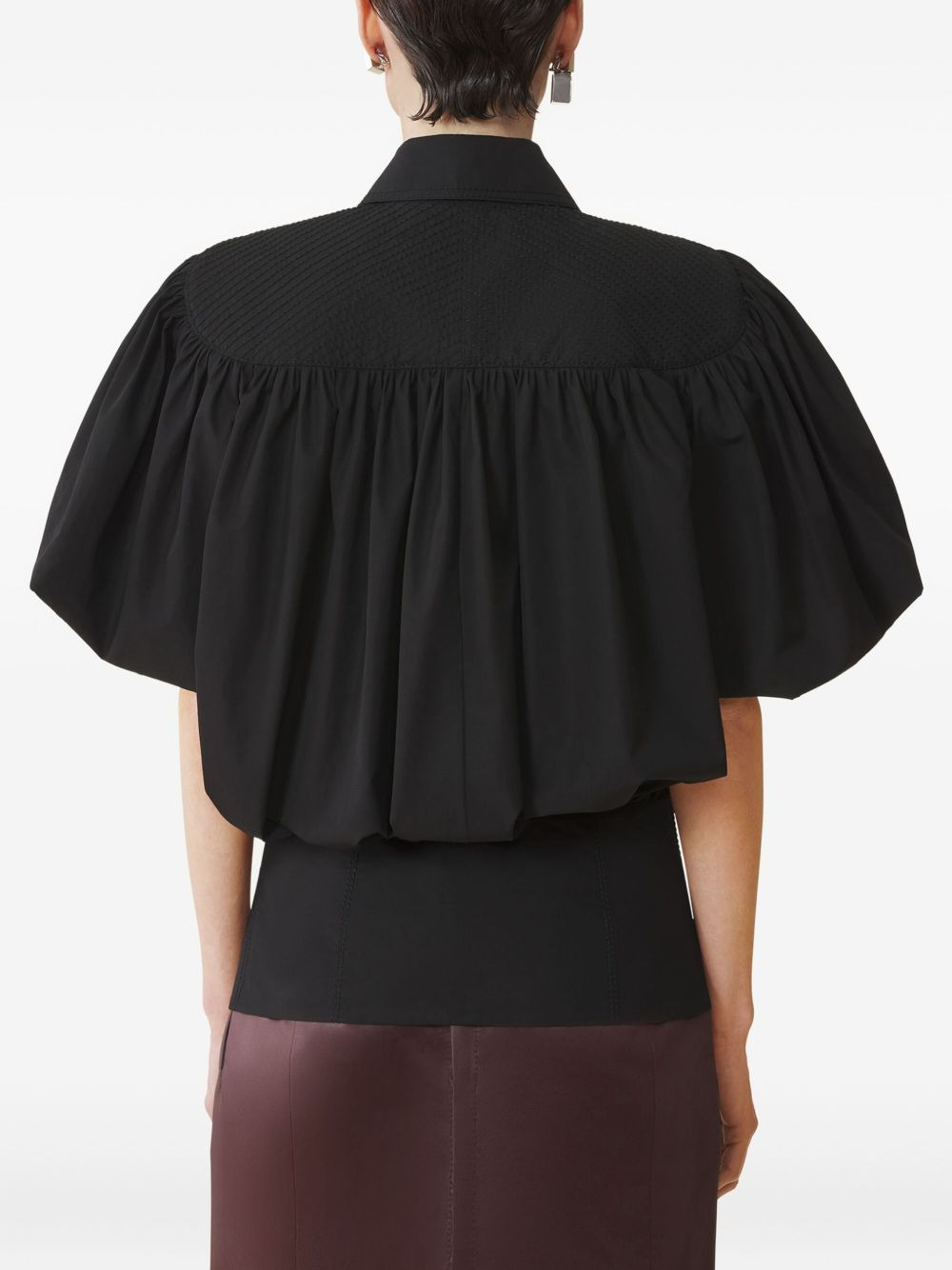 puffed-sleeve zip-front top - 4