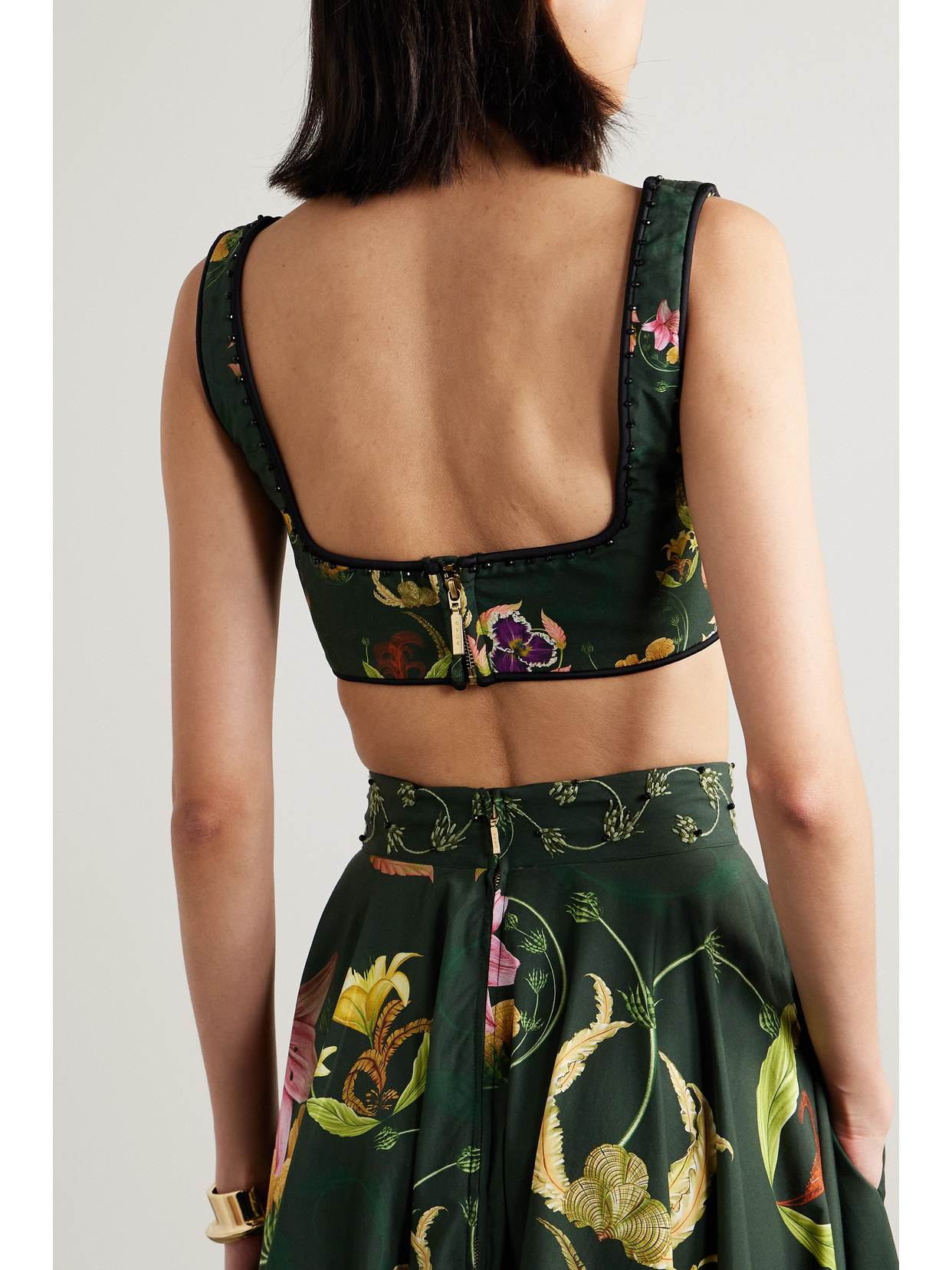 + Net Sustain Amanda Marina Cropped Embellished Floral-print Cotton Tank - 3