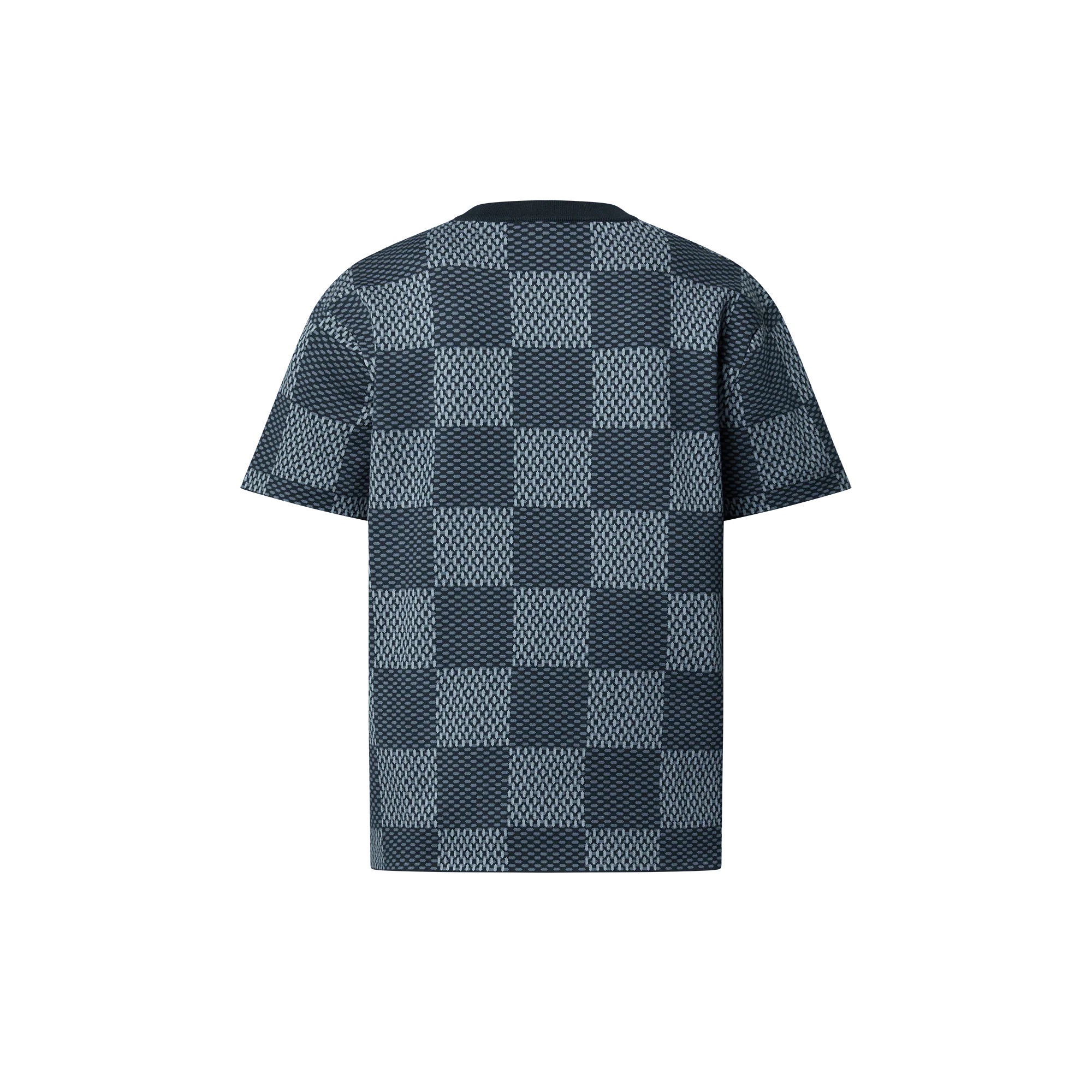 Damier Short-Sleeved Crewneck With LV Crystal Patch - 3