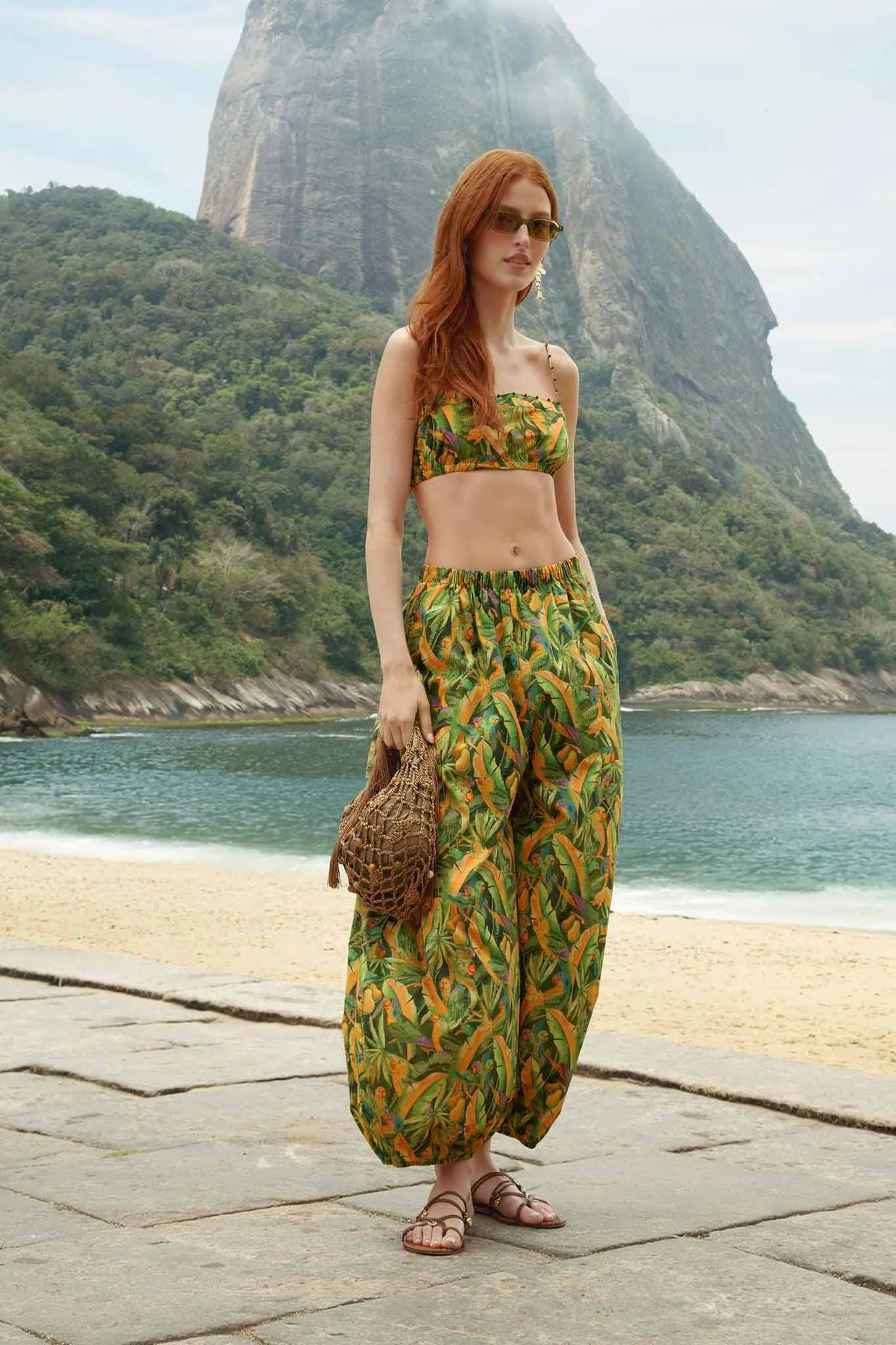 Forest Green Parrots Balloon Pants - 1