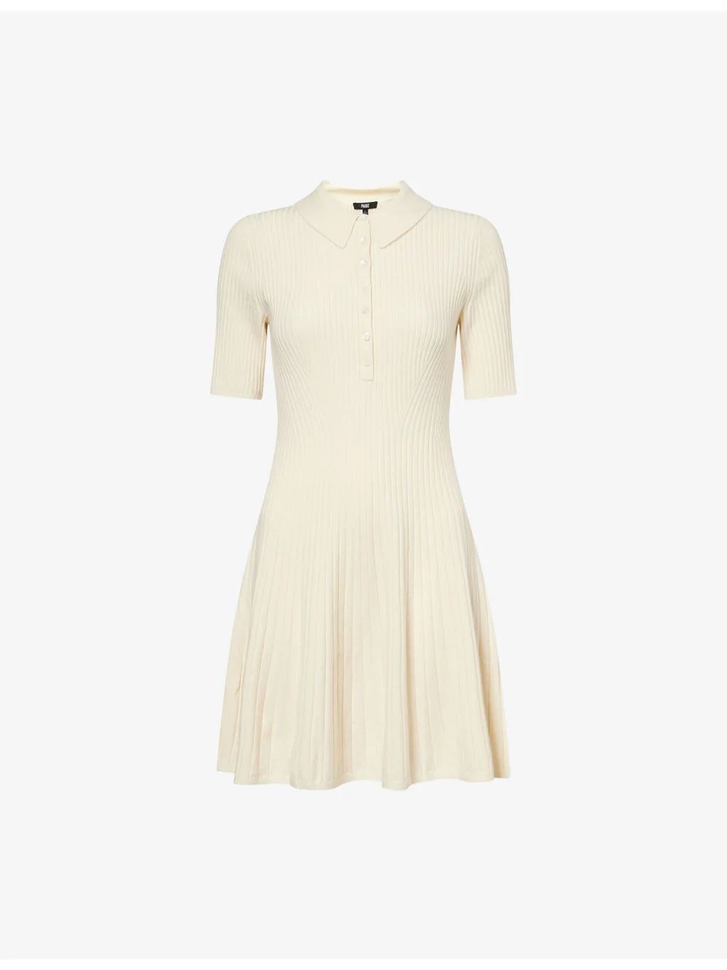 Olie Collared Rib-Knit Mini Dress - 1