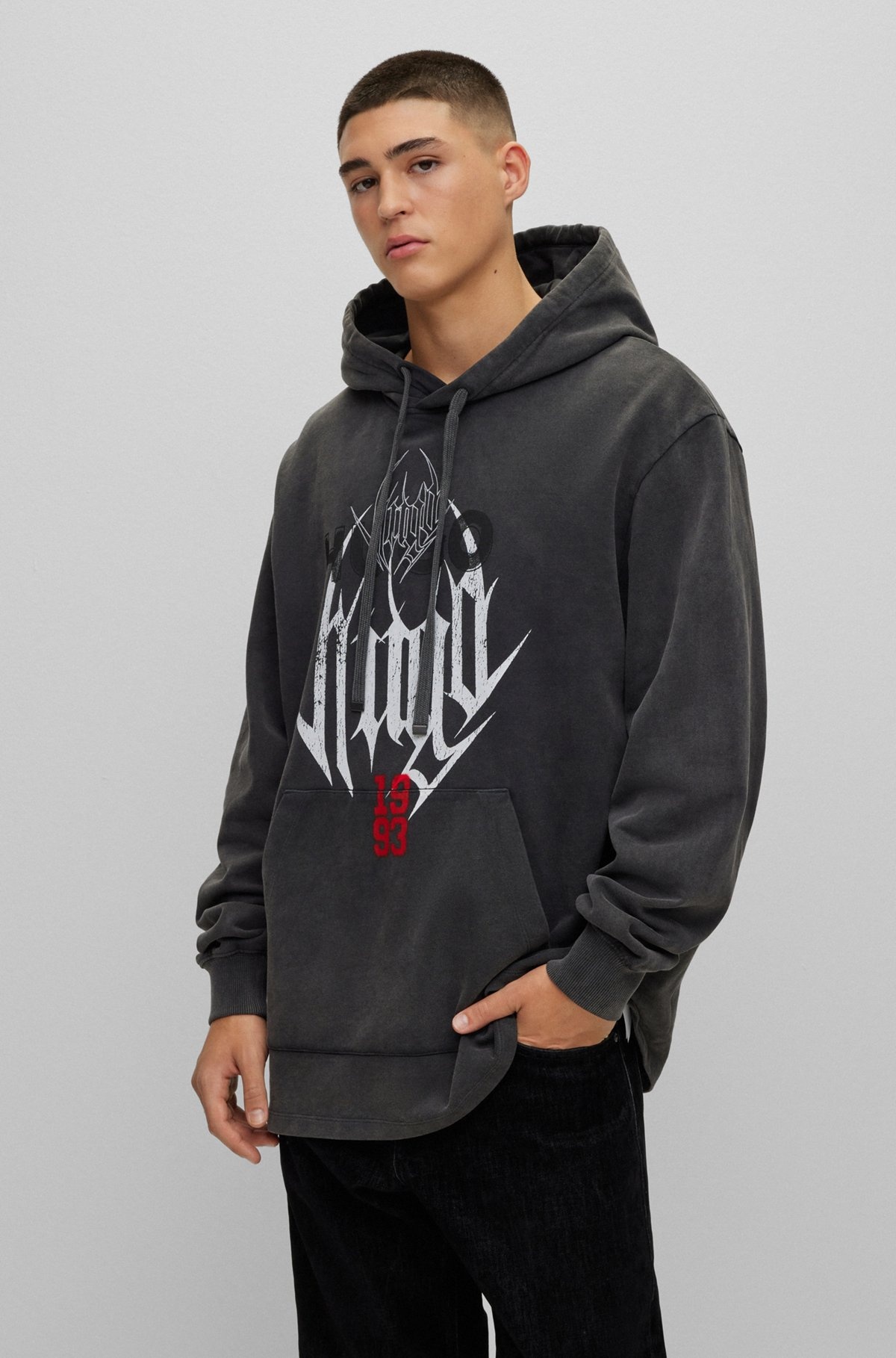 OVERSIZE-FIT FRENCH-TERRY HOODIE WITH BAND-INSPIRED ARTWORK - 2