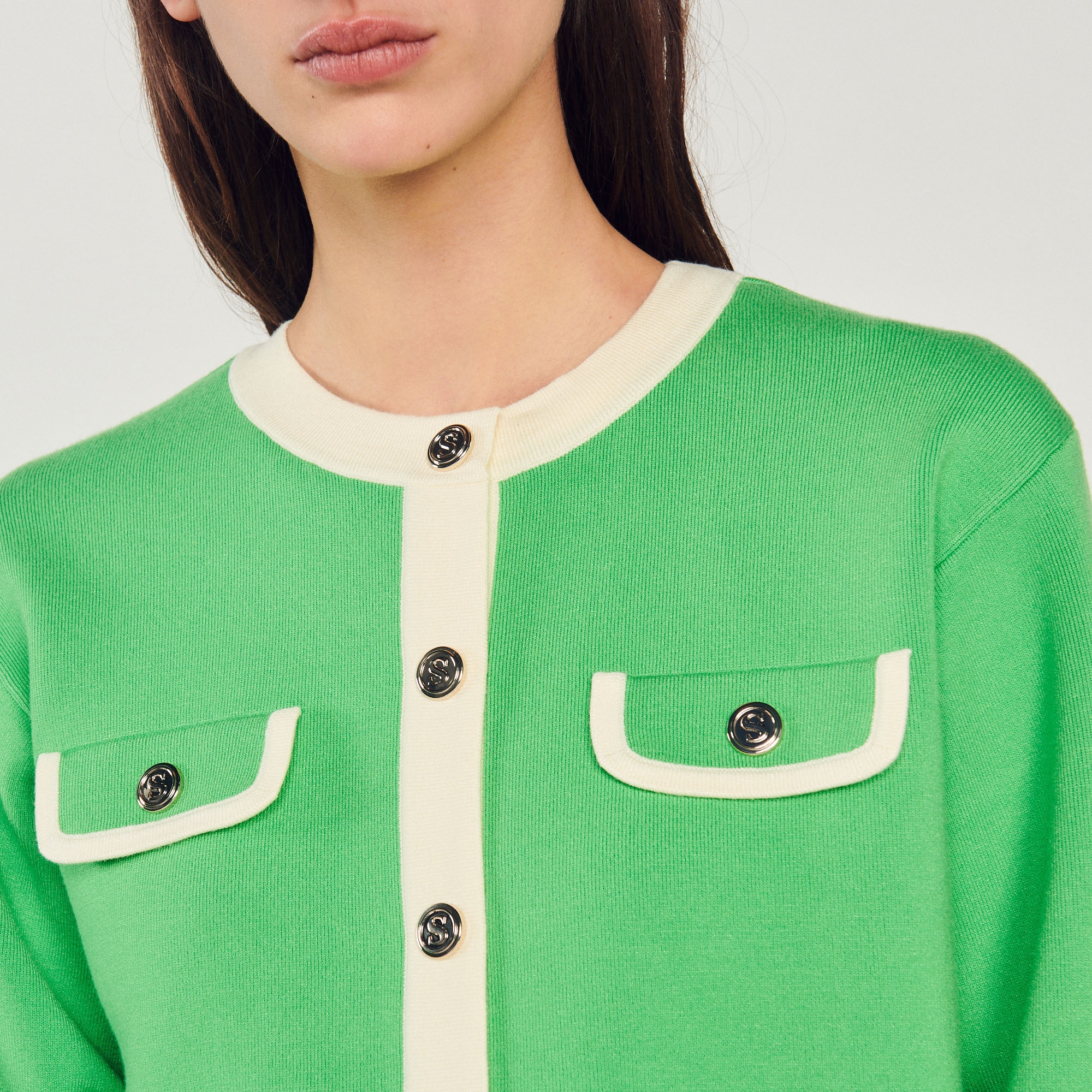 Two-tone cardigan with buttons - 4