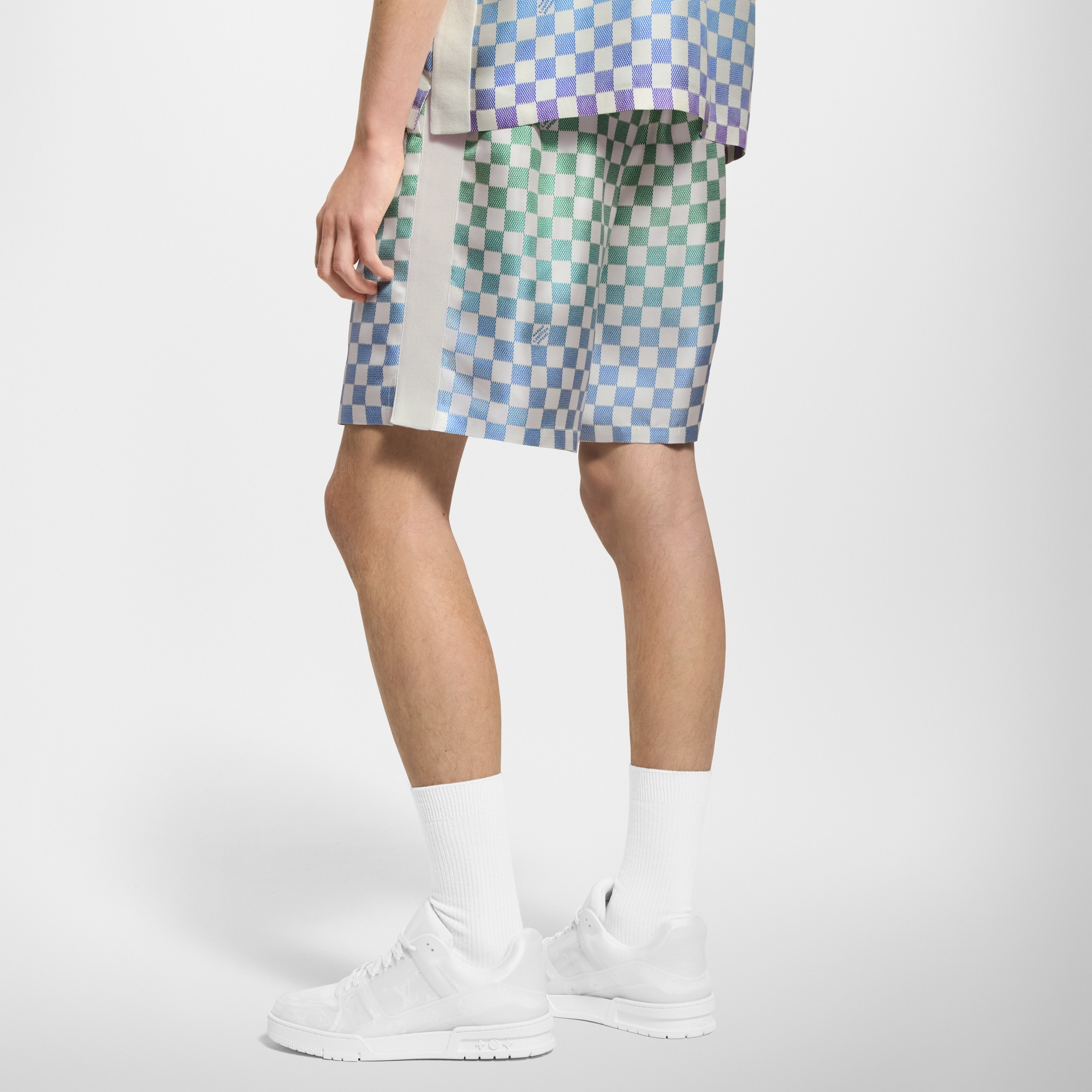 Damier Gradient Printed Silk Shorts - 5