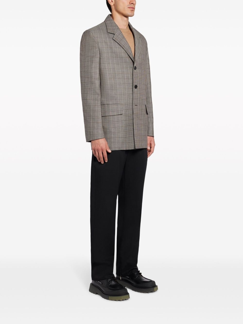 check-pattern single-breasted blazer - 3
