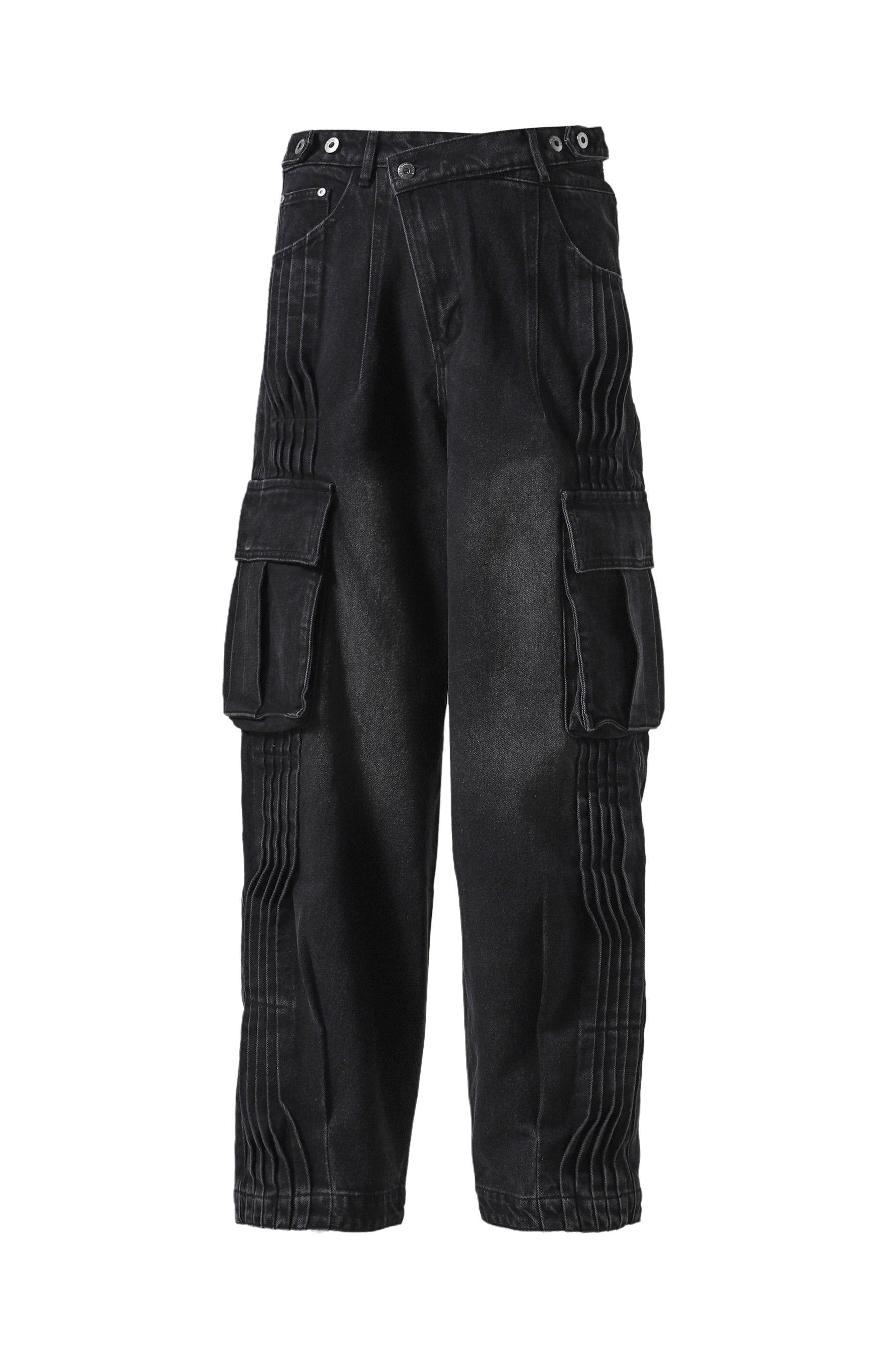 PRINTED CARGO PANTS / BLK - 1