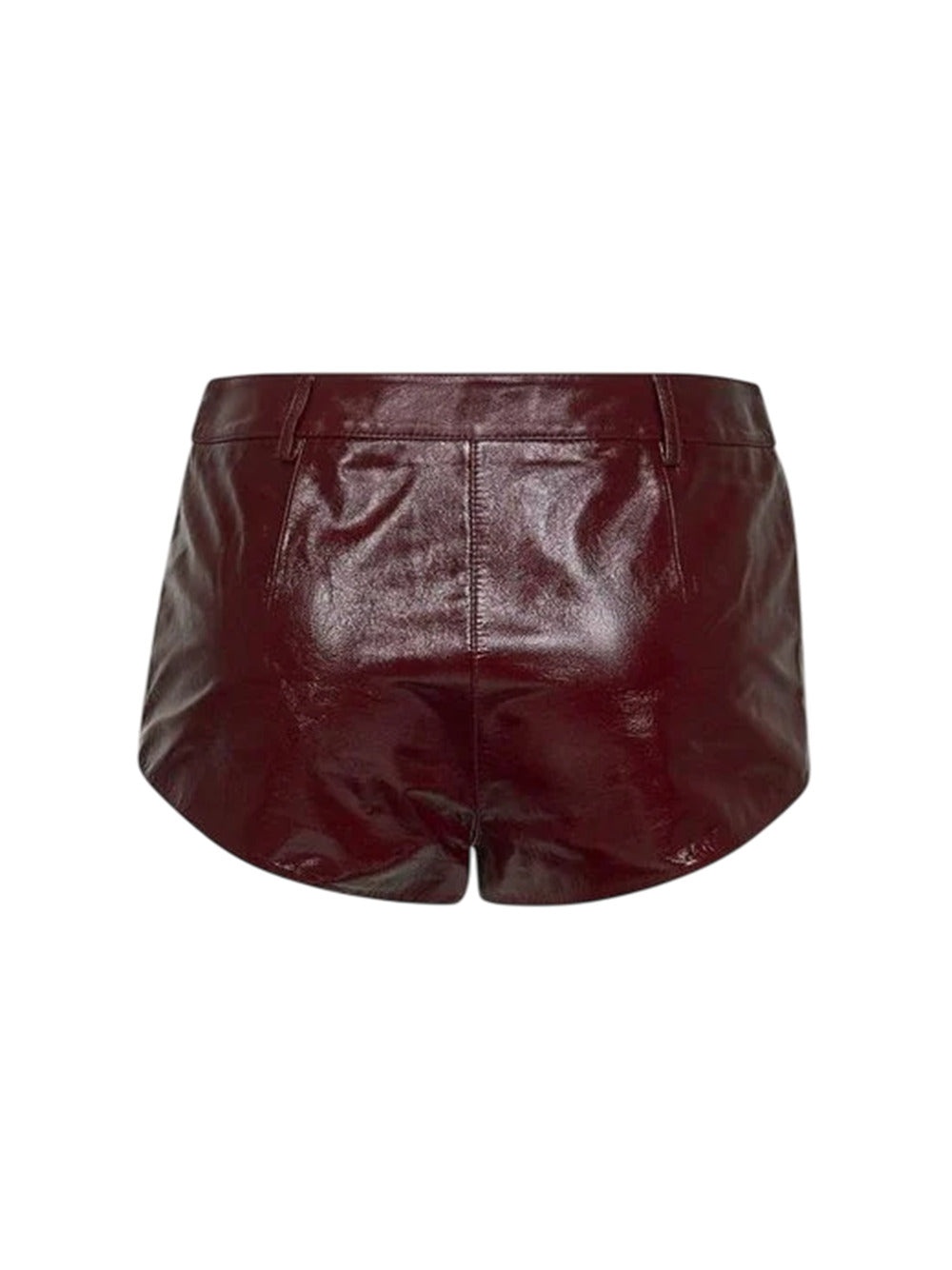 Women`S Red Zipper Leather Shorts - 2