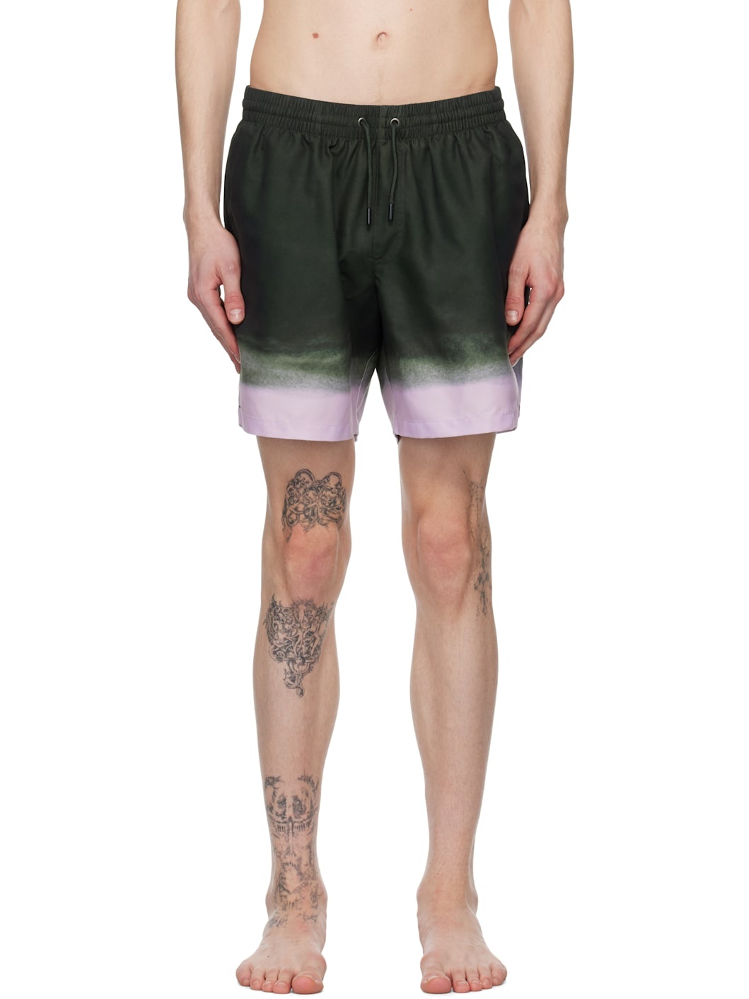 Green Printed Swim Shorts - 1